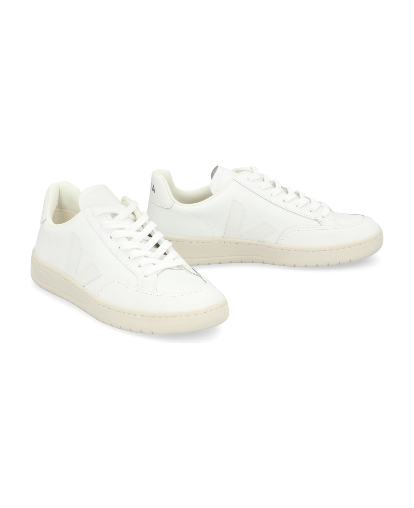 Veja V-12 Leather Low-top Sneakers - Bianco