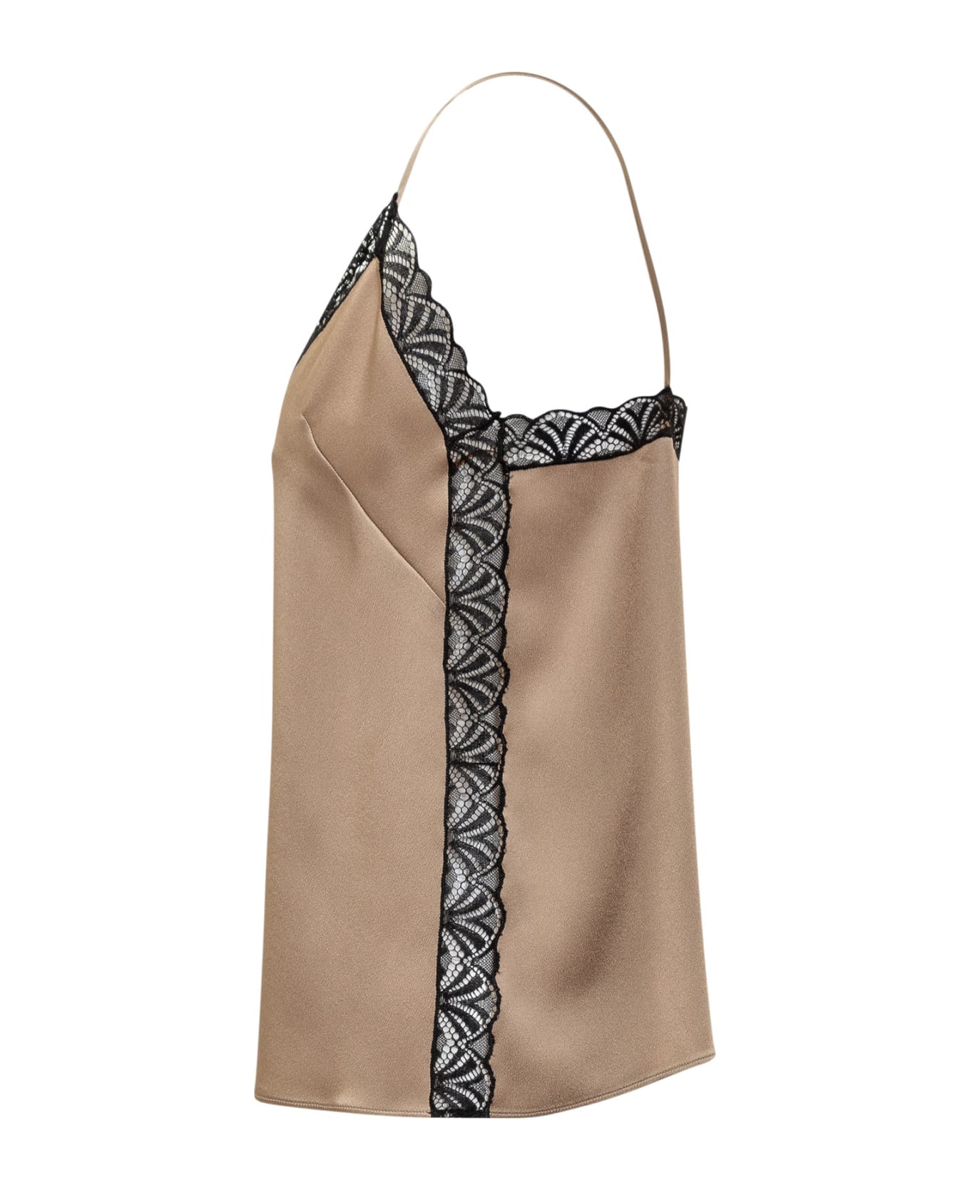 Alberta Ferretti Silk Satin Top - BEIGE