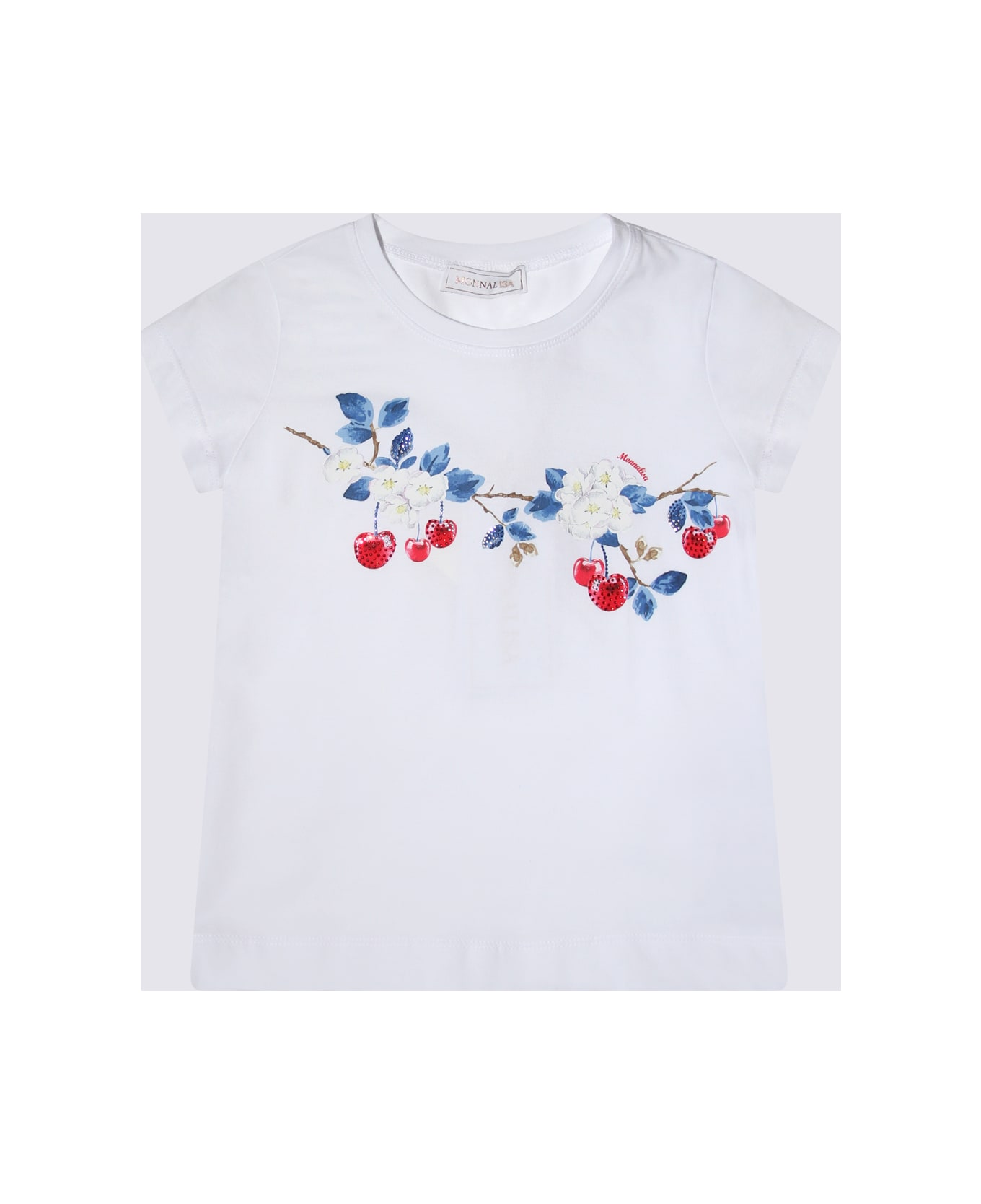 Monnalisa White Cotton T-shirt - White Tシャツ＆ポロシャツ