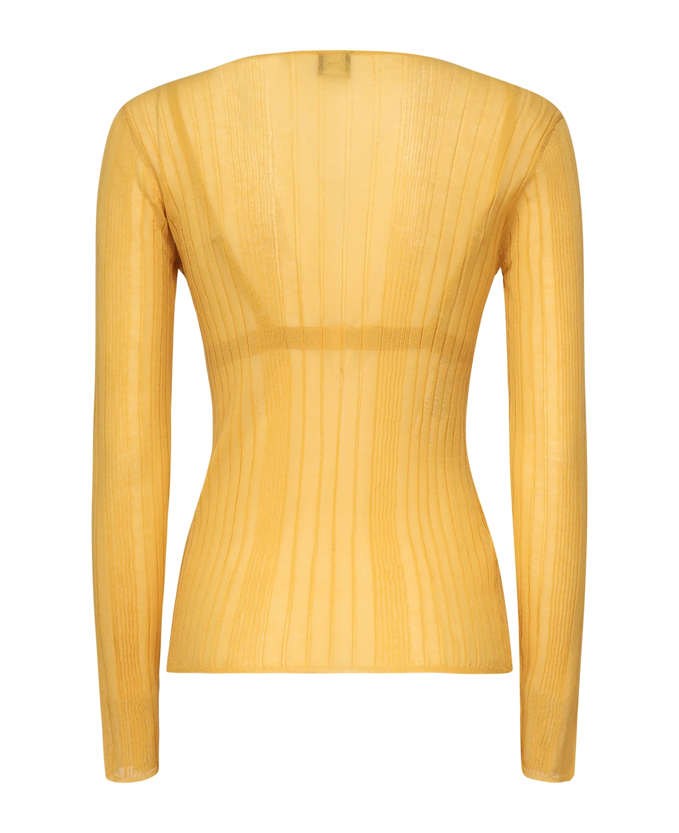 Pinko Semi-sheer Ribbed Sweater - Yellow