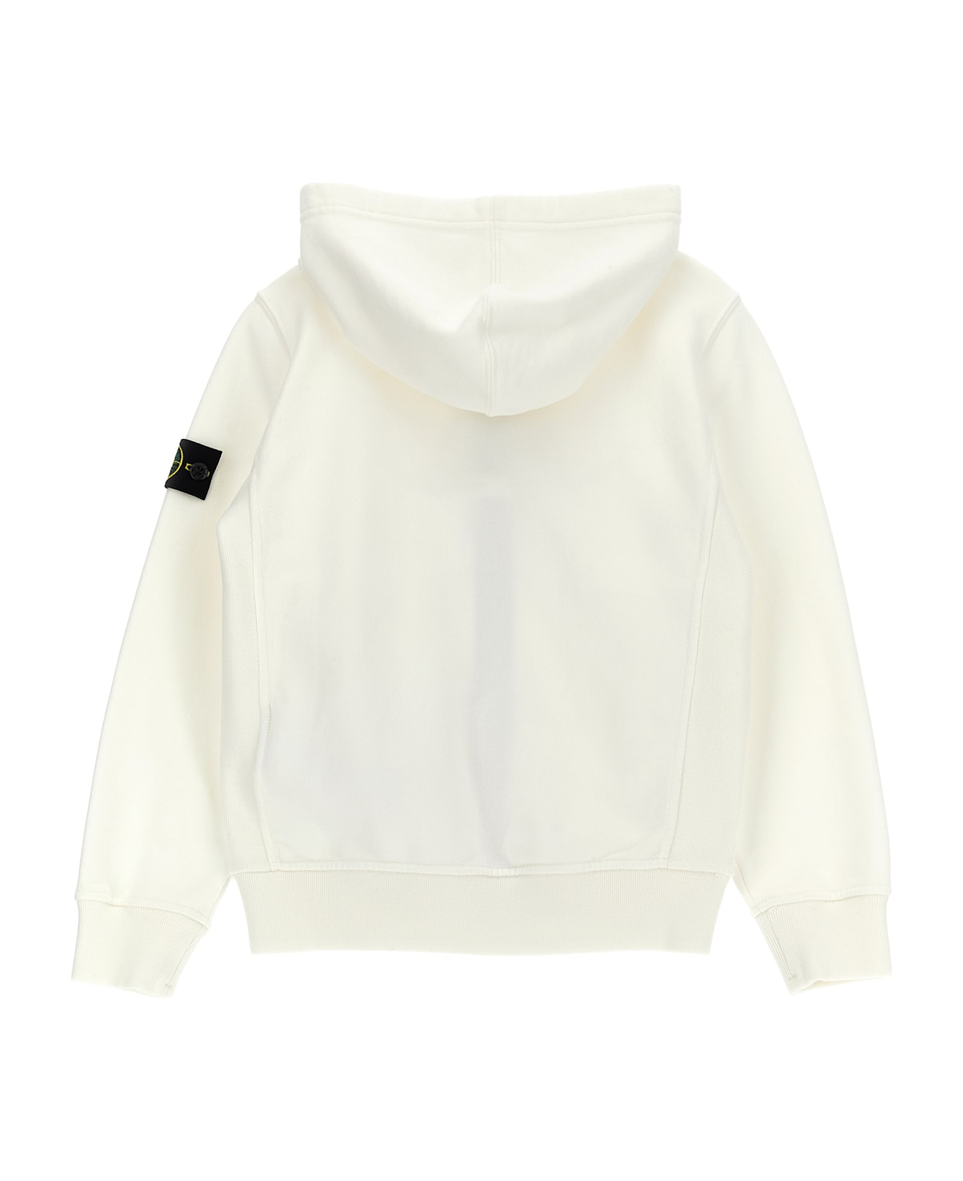 Stone Island Junior Logo Badge Hoodie - White