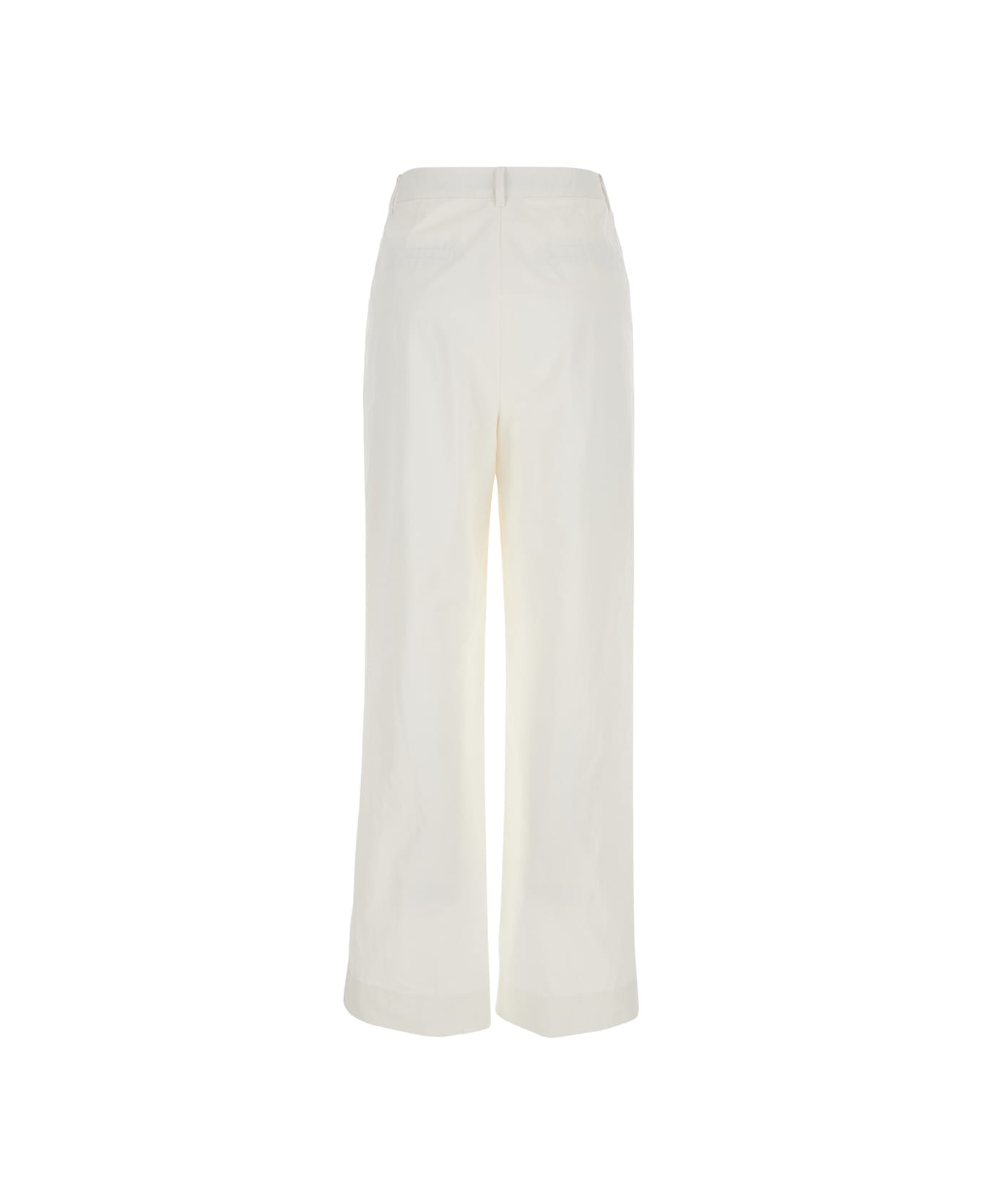 Dunst White Wide Pants In Cotton Blend Woman - White ボトムス