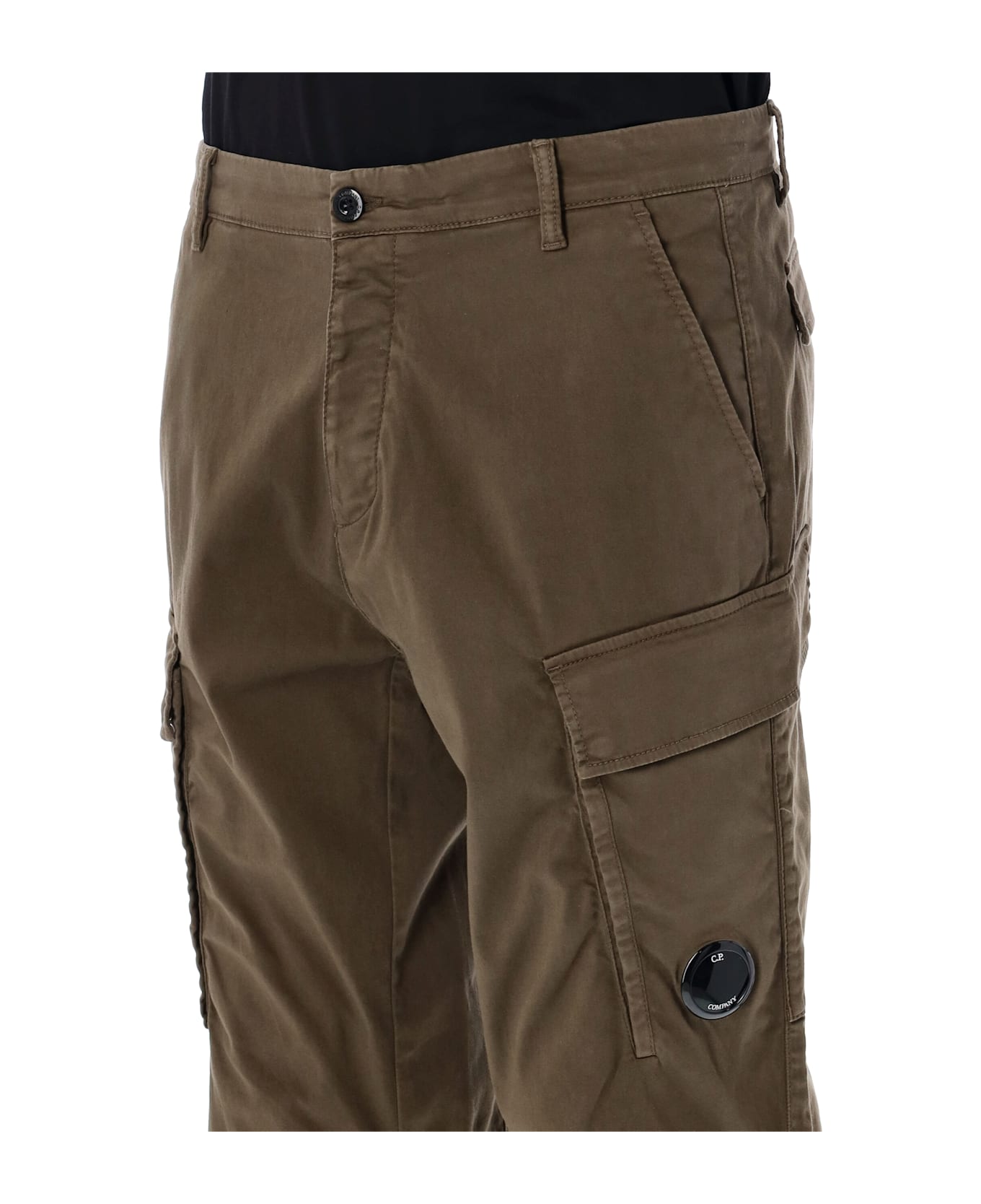 C.P. Company Stretch Sateen Loose Cargo Pants - IVY GREEN