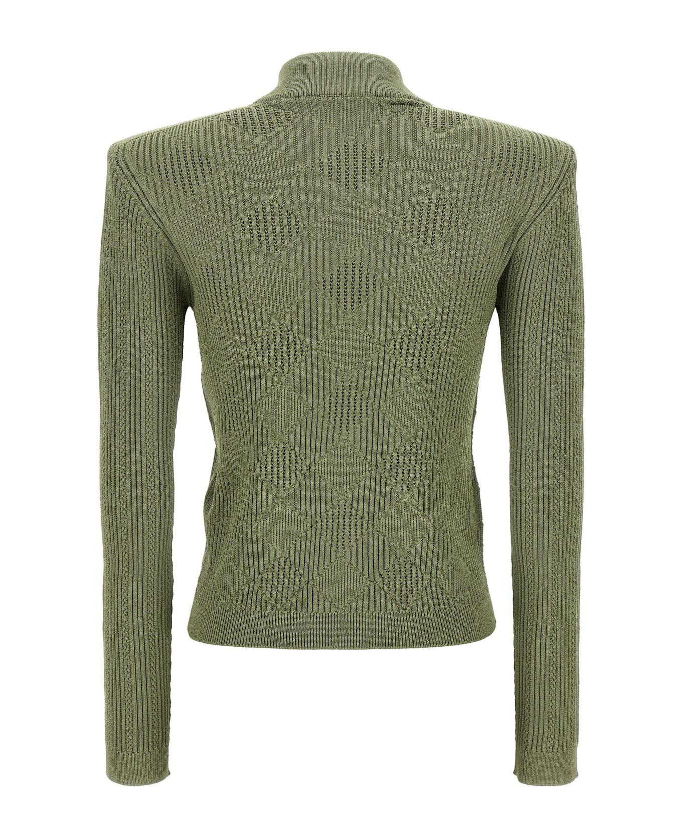 Balmain Openwork Knit Cardigan - Green