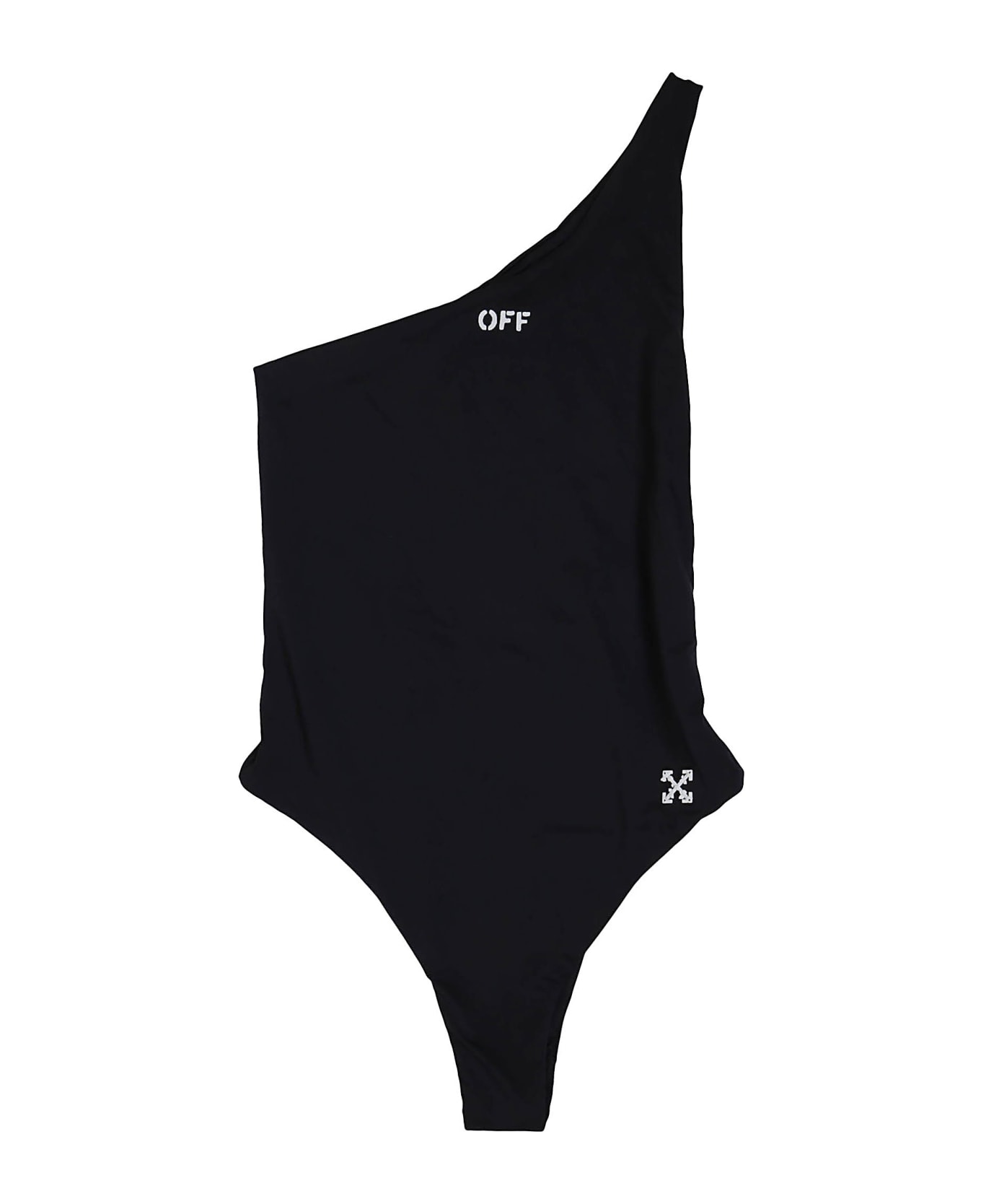 Off-White Off Stamp One Shoul Swimsuit - Black White