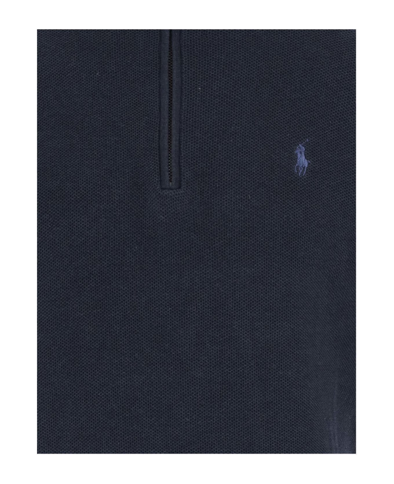 Ralph Lauren Cotton Knit Pullover With Logo - Blue