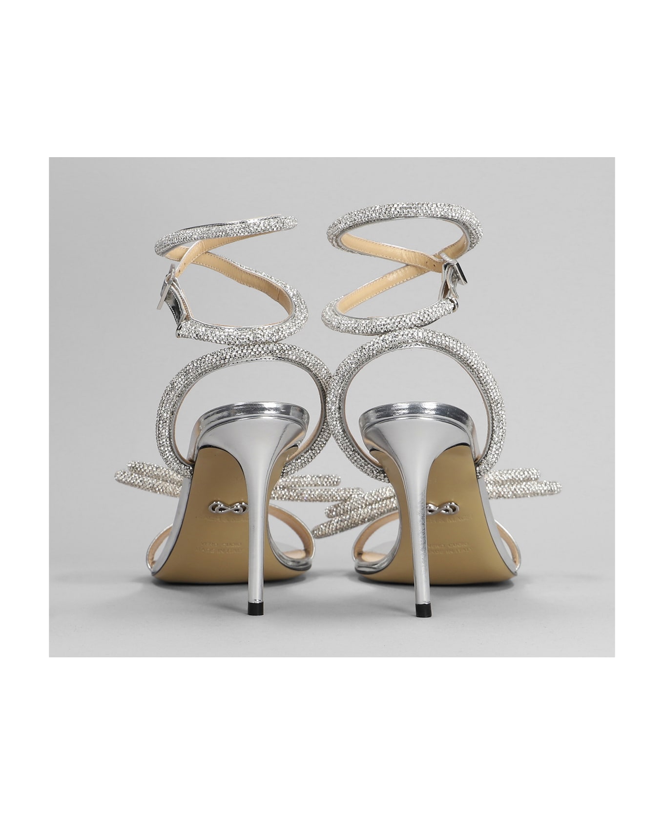 Mach & Mach Sandals In Silver Leather - silver