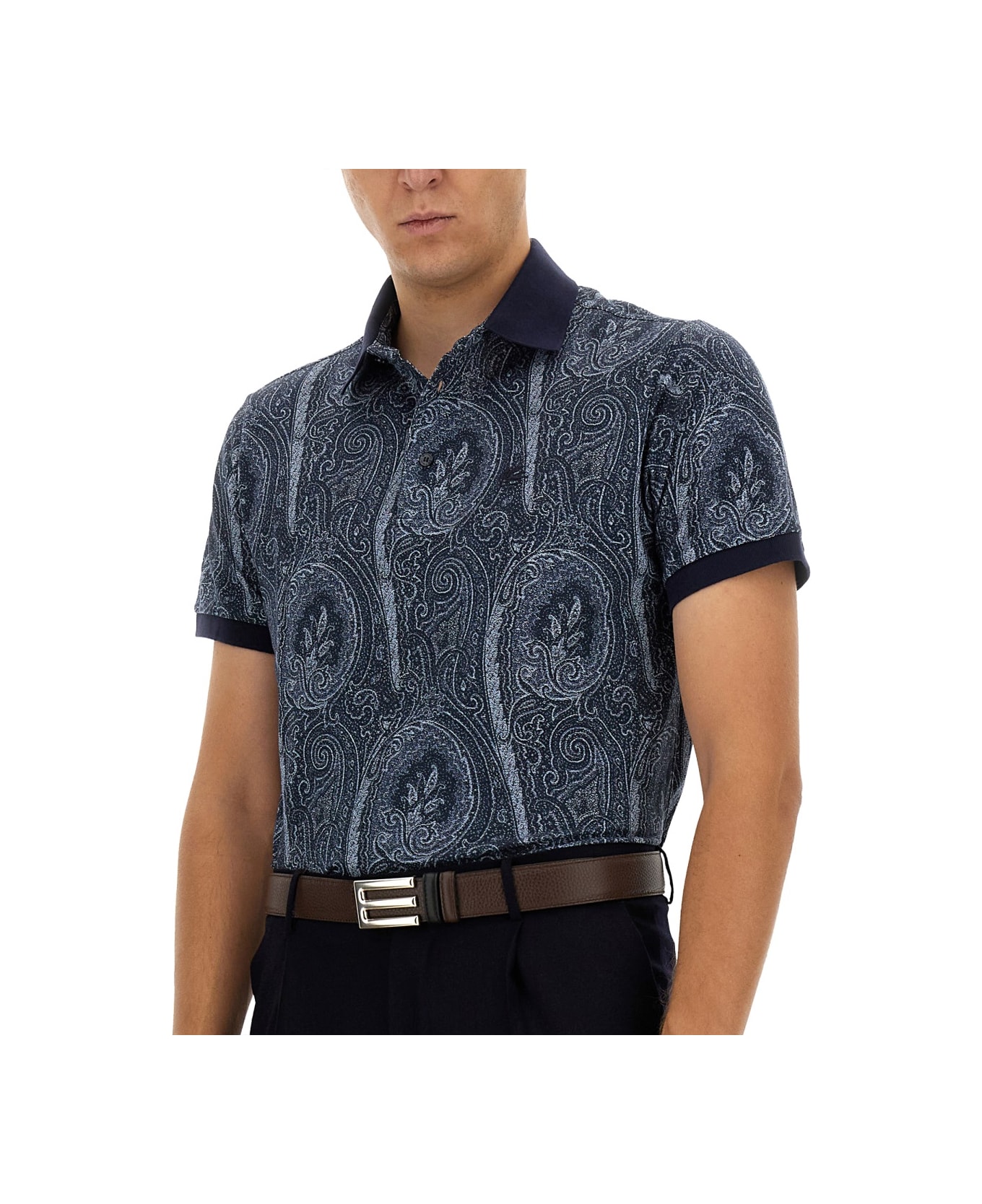 Etro Polo Shirt With Print - Blue