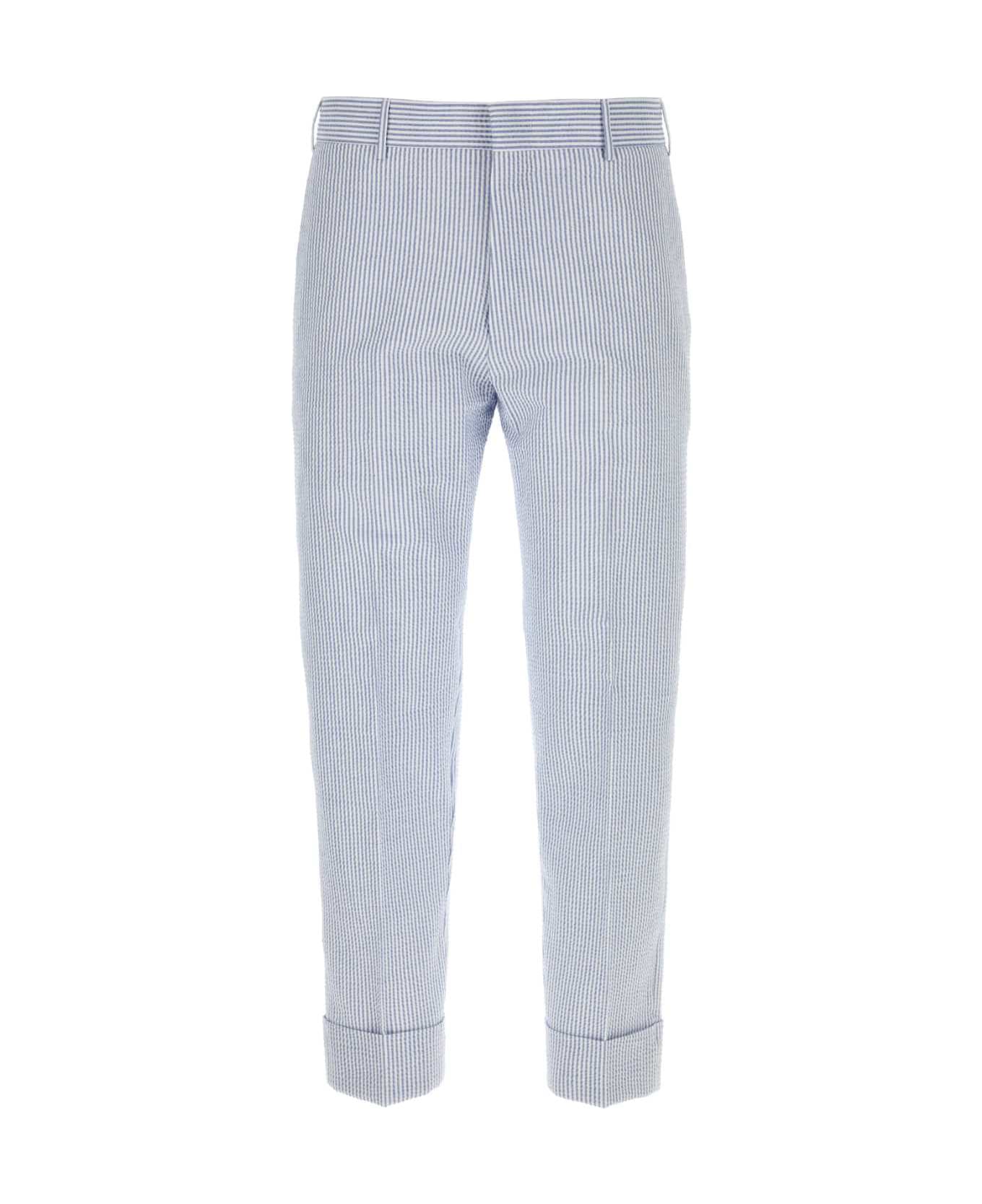 PT01 Embroidered Stretch Cotton Pant - AZZURRROBIANCO