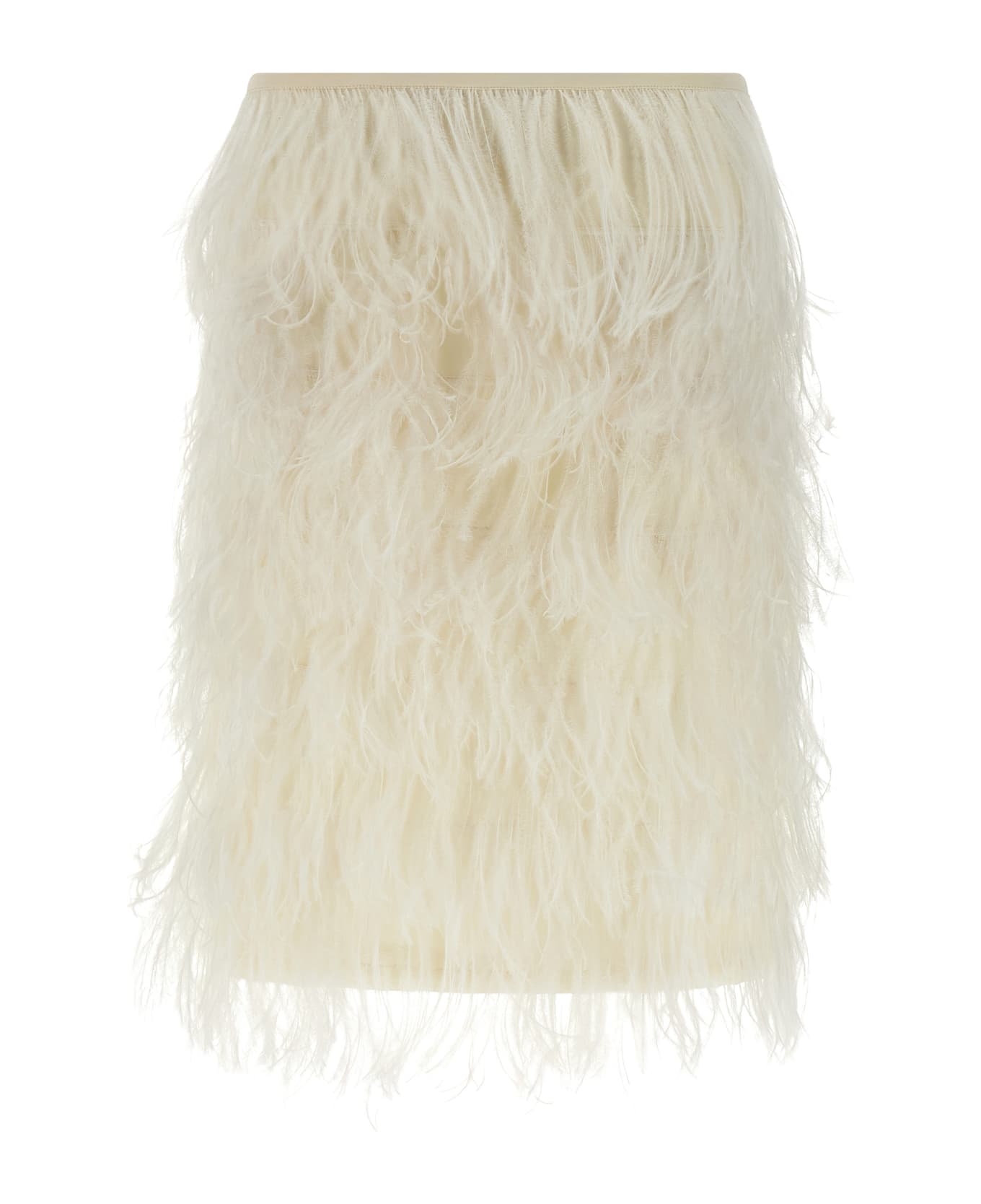 The Attico Ostrich Feather Skirt - White