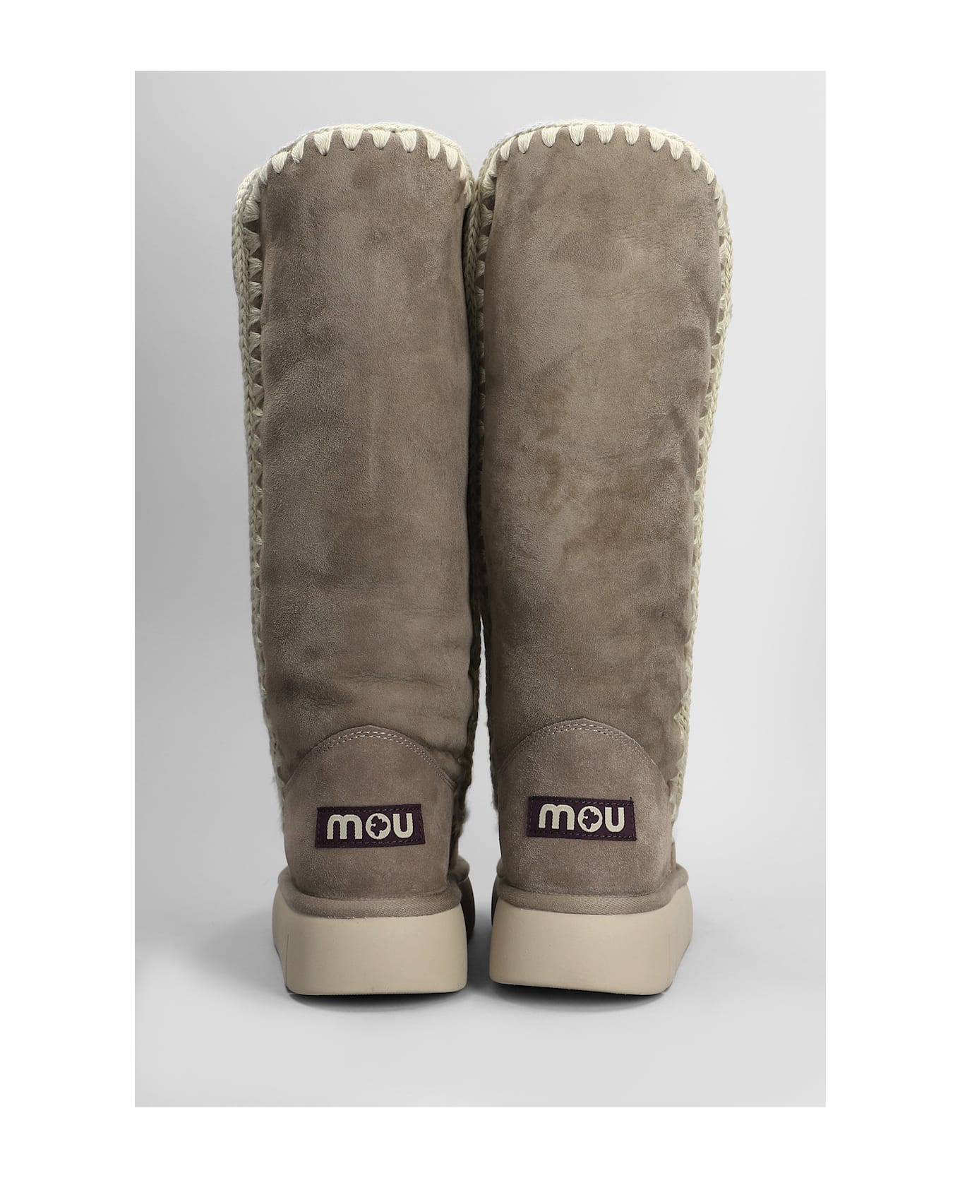 Mou Eskimo Bounce 40 Low Heels Boots In Grey Suede - grey