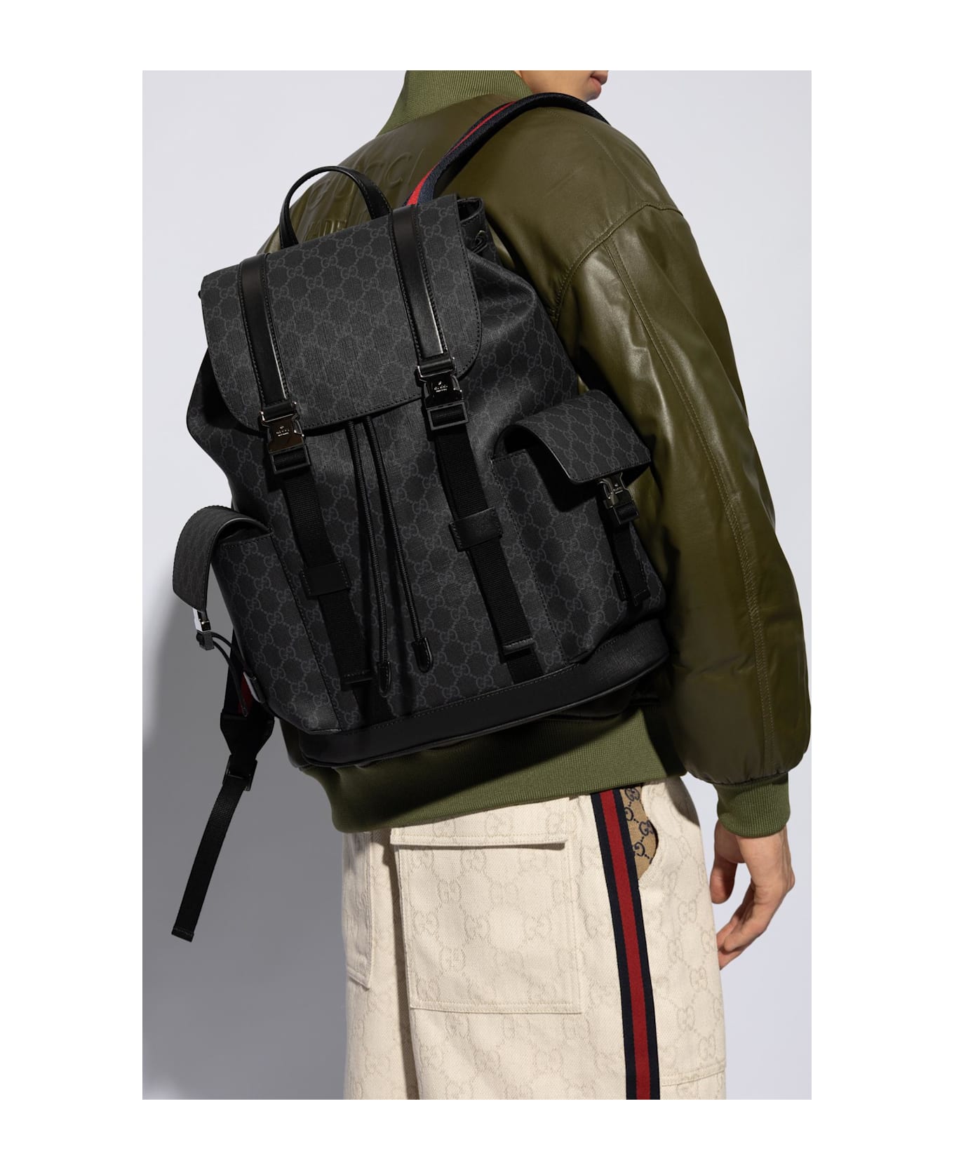 Gucci Backpack With Monogram - BLACK