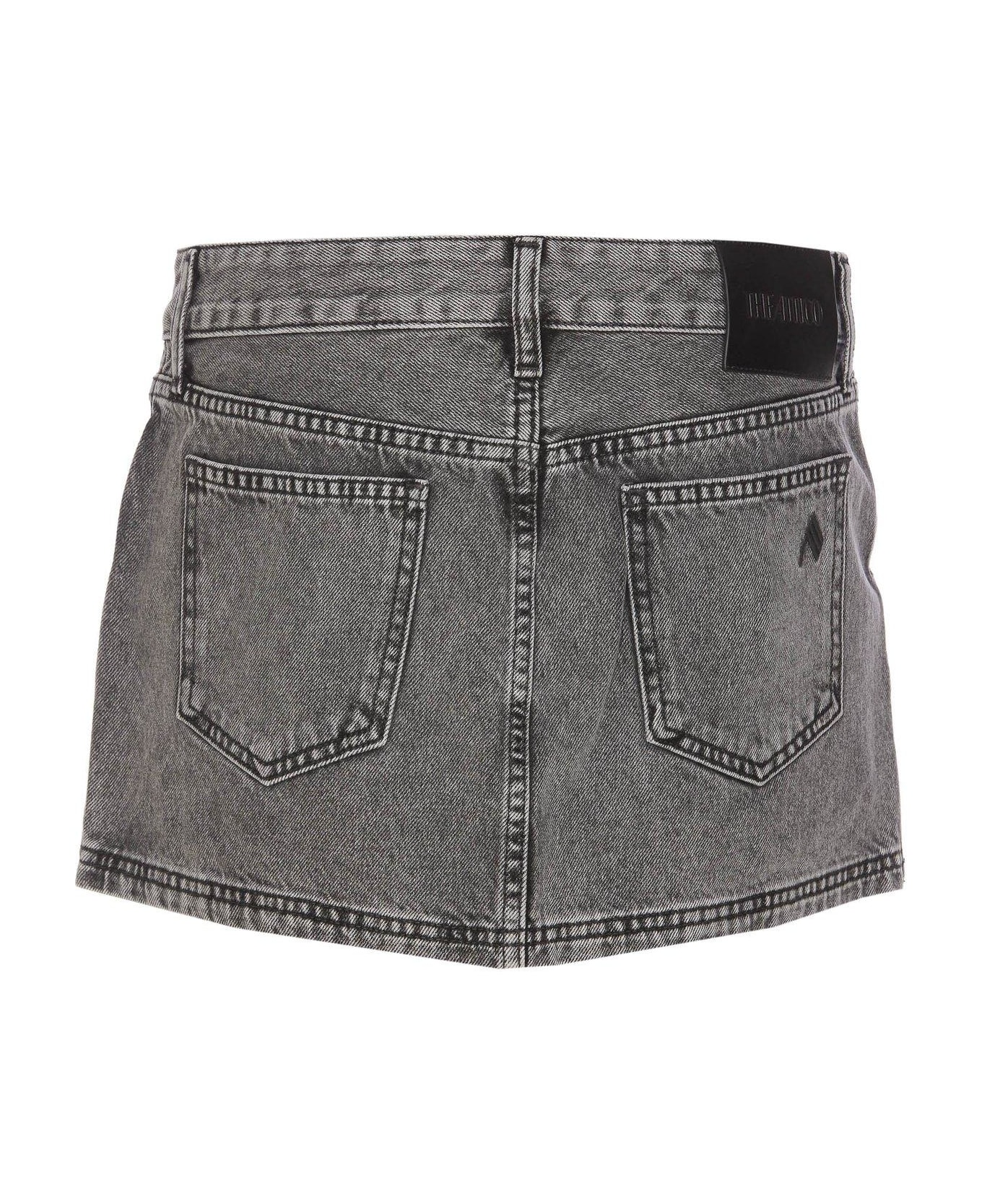 The Attico Denim Mini Skirt - BLACK