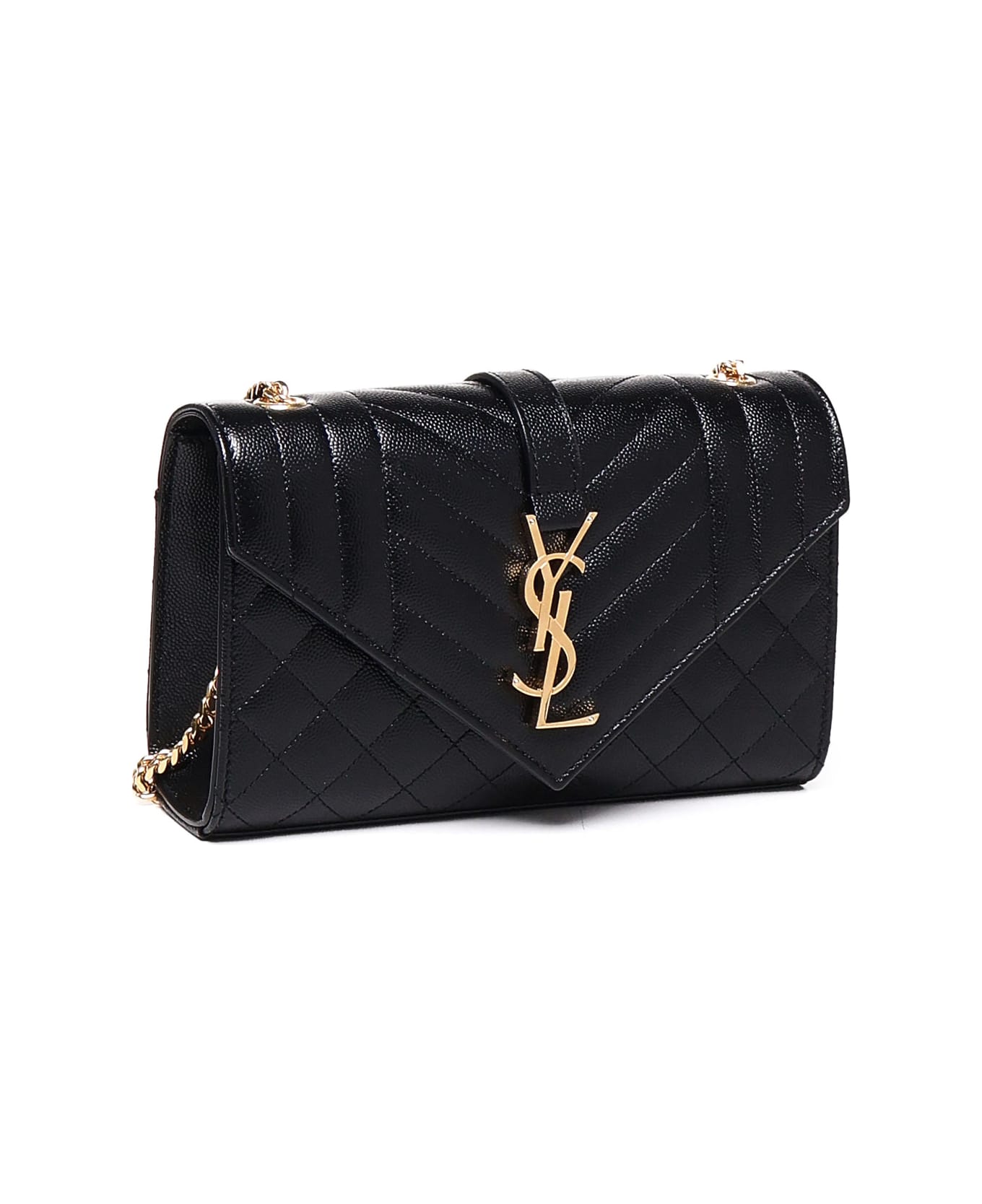 Saint Laurent Envelope Lambskin Bag - BLACK