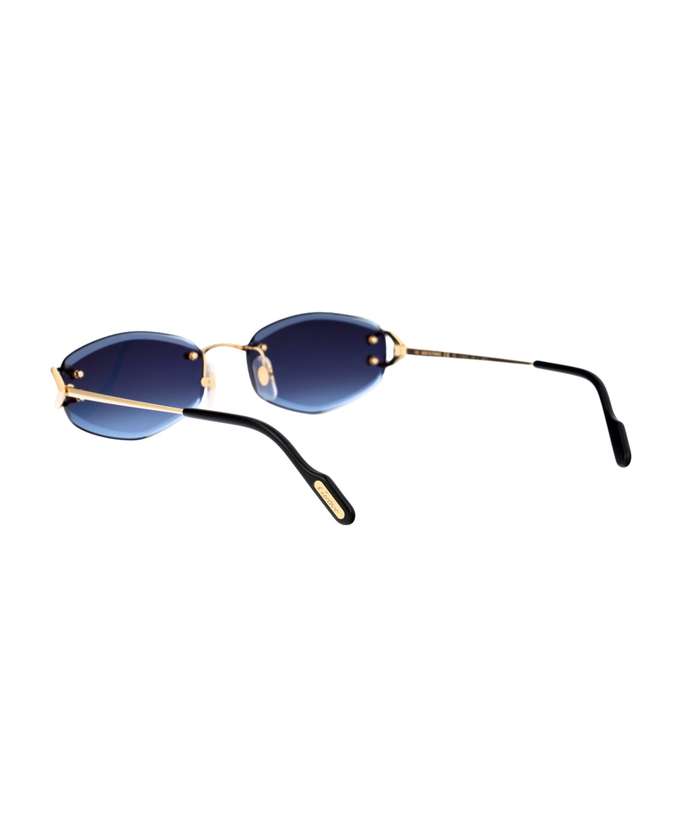 Cartier Eyewear Ct0467s Sunglasses - 002 GOLD GOLD BLUE