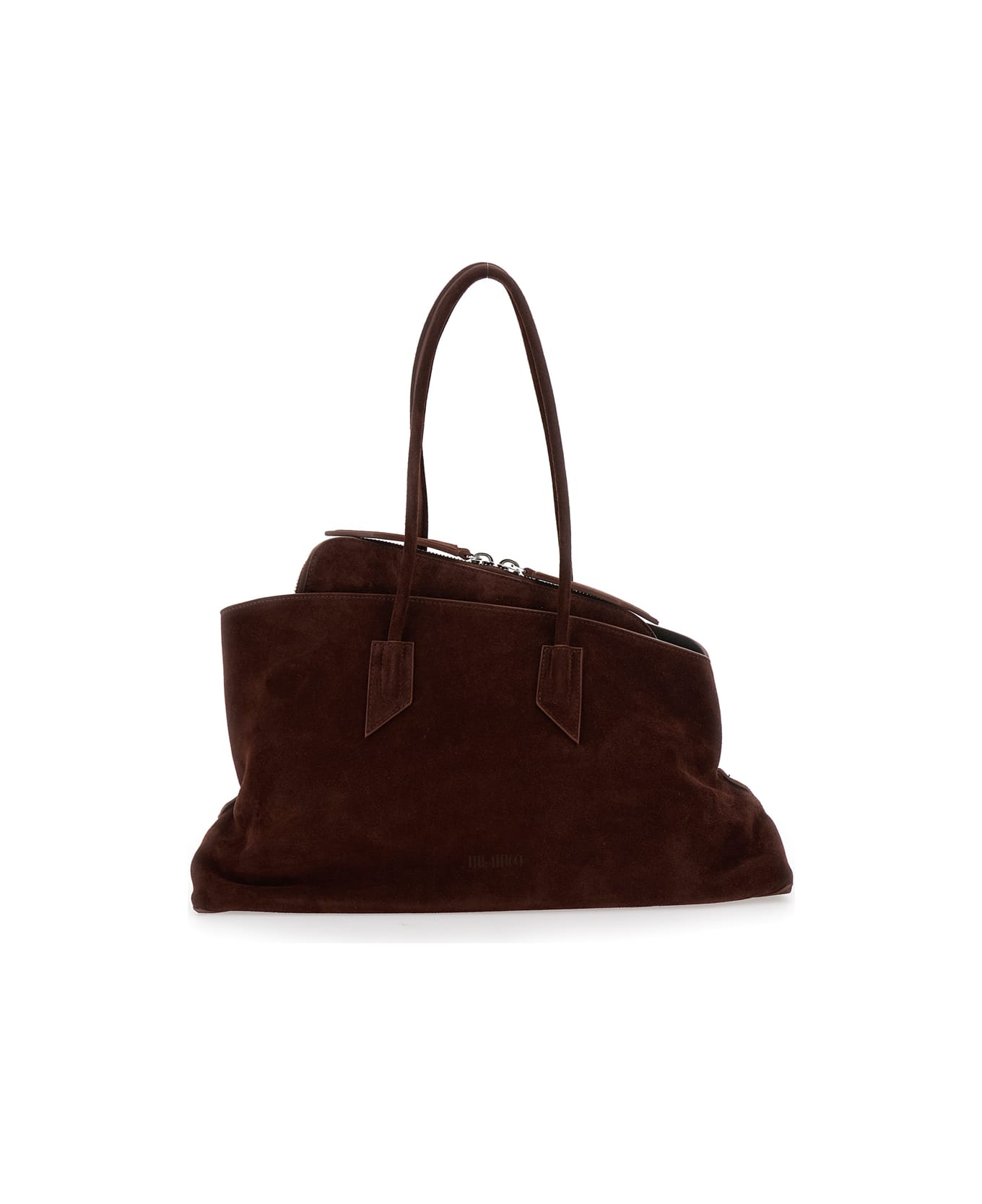 The Attico 
la Passeggiata
 Brown Shoulder Bag With Two Top Handles In Leather Suede Woman - Brown