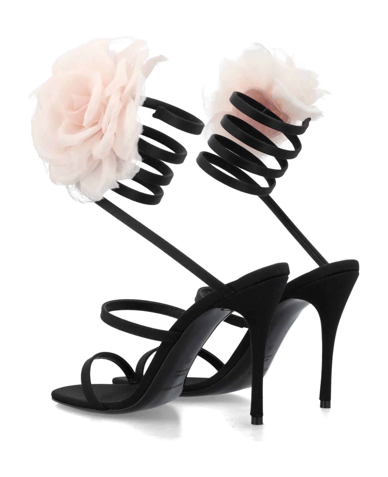 Magda Butrym Silk-organza Pink Flower Heel Sandals - BLACK サンダル