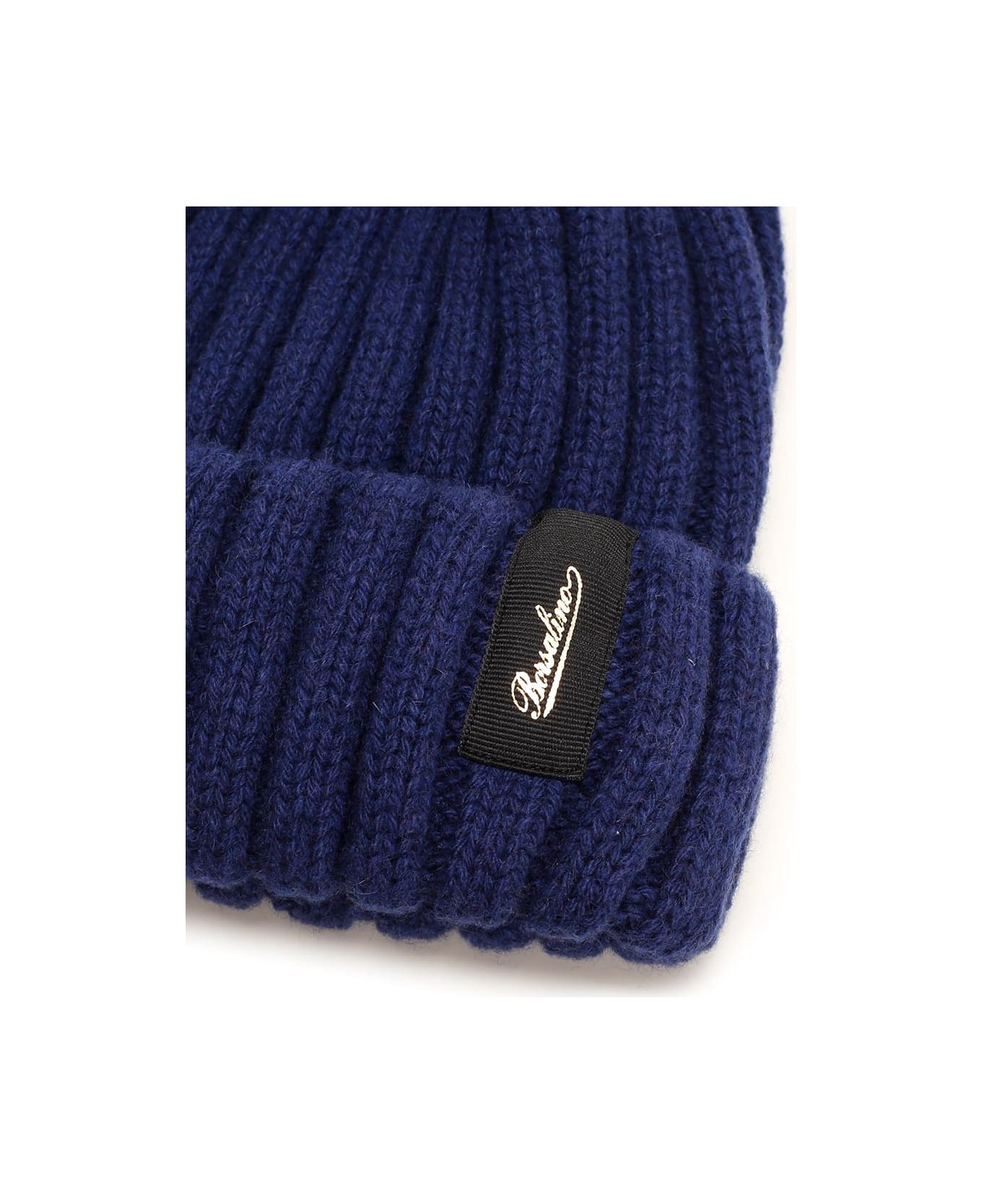 Borsalino Ribbed Cashmere Beanie - Blue