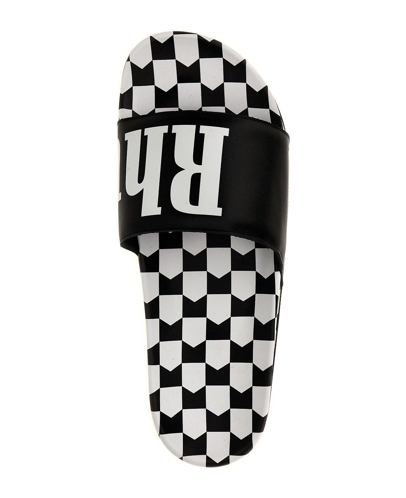 Rhude Logo Printed Checked Slides - Black