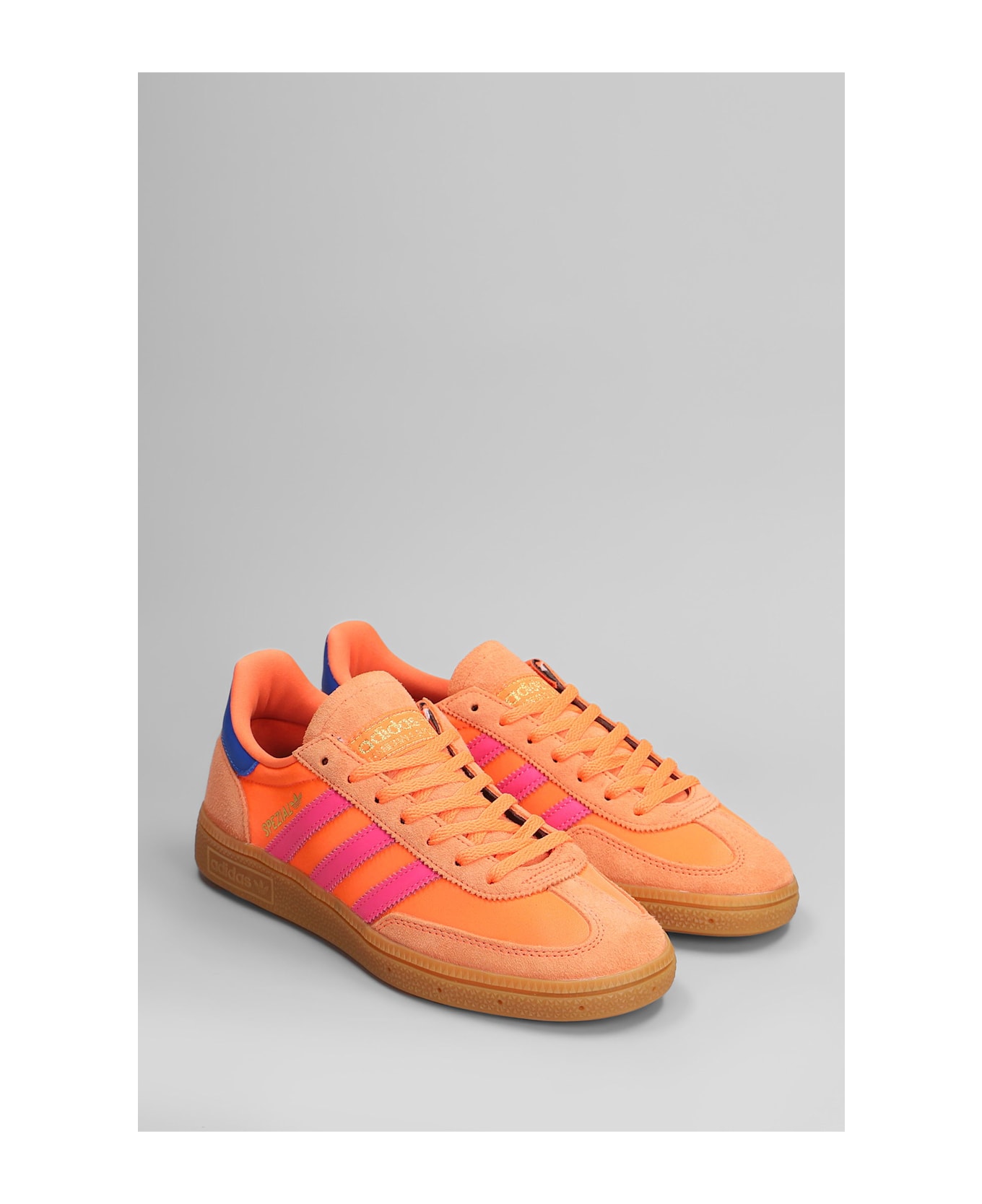 Adidas Handball Spezial Sneakers In Orange Suede And Fabric - orange