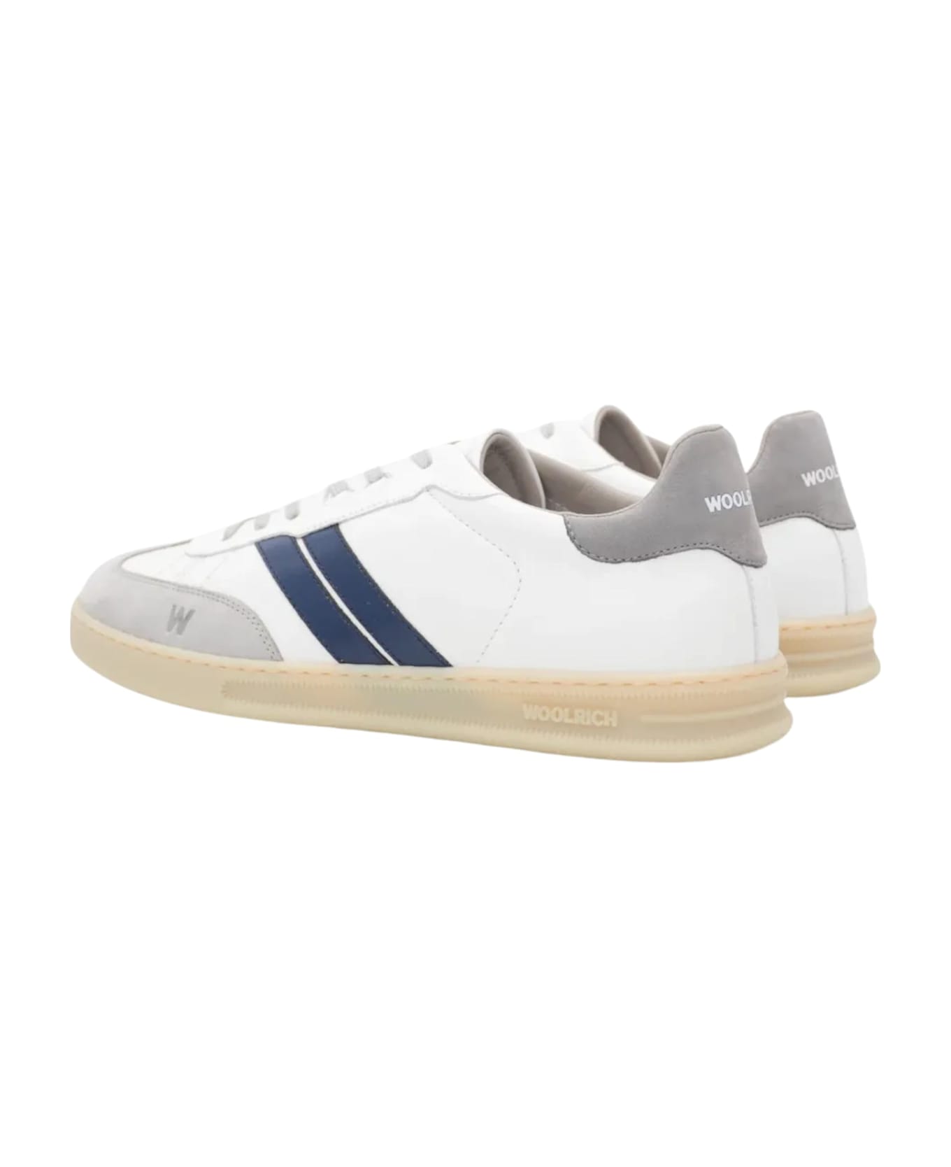 Woolrich Double U.t Sneaker In Nubuck And Silk - White
