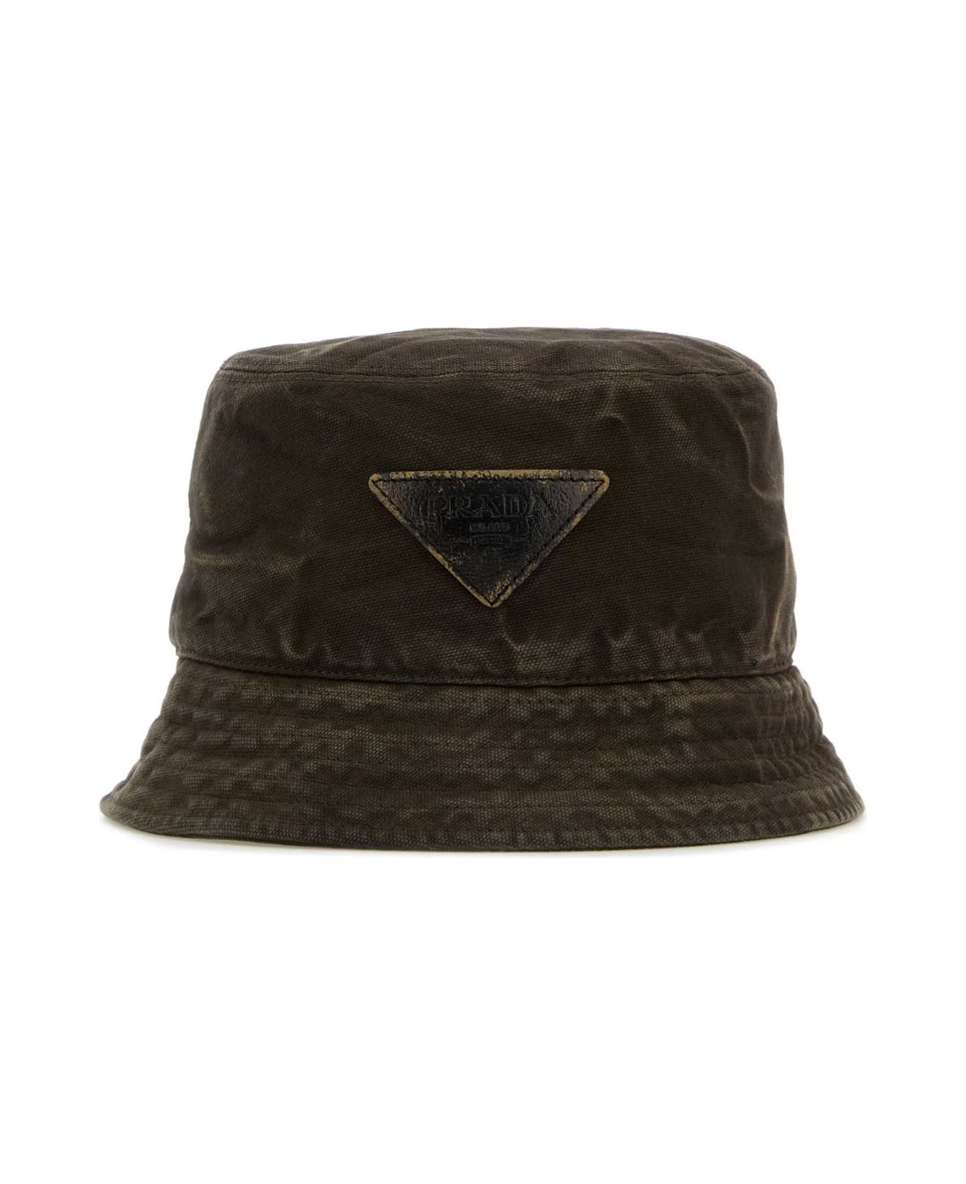 Prada Brown Cotton Bucket Hat - MARRONE