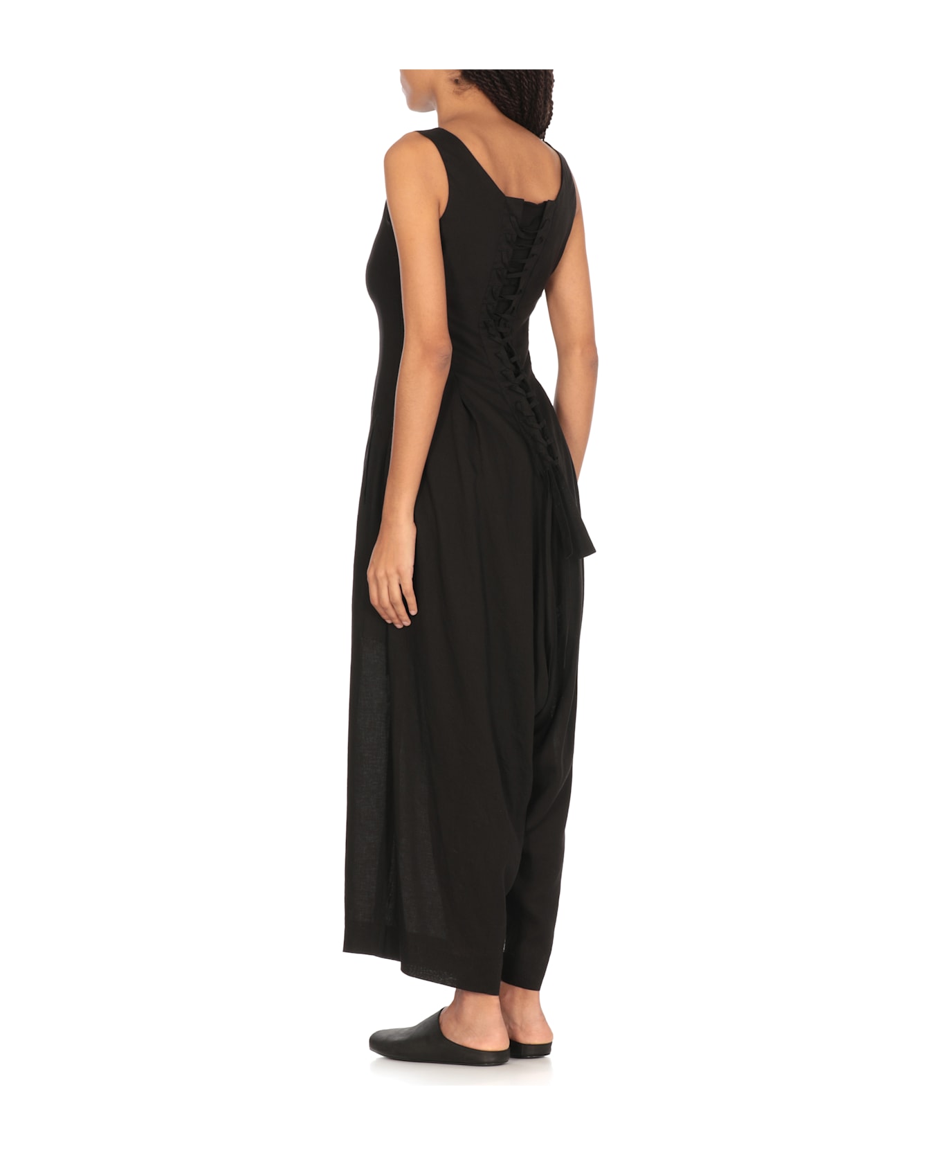 Y
s Linen Blend Jumpsuit - Black