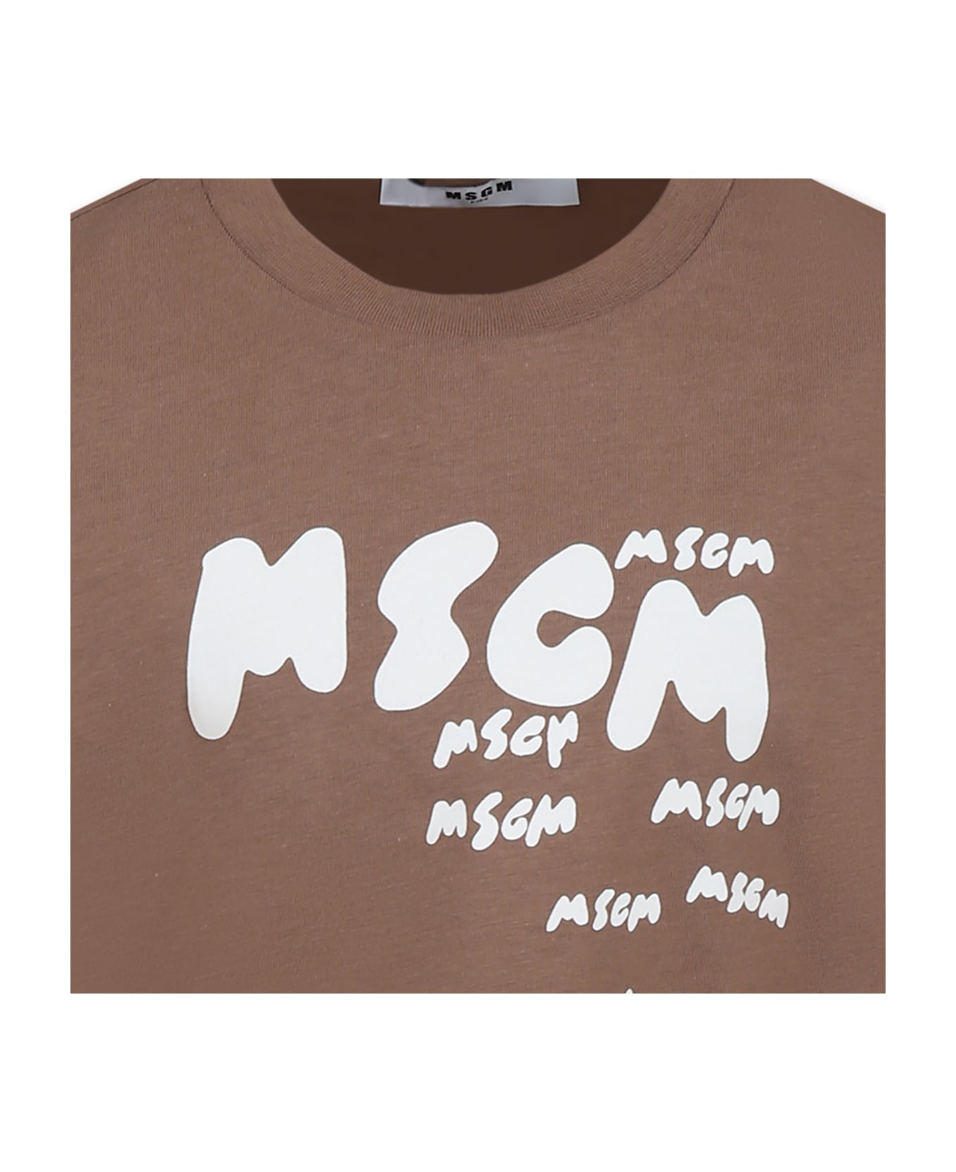 MSGM Brown T-shirt For Boy With Logo - Brown