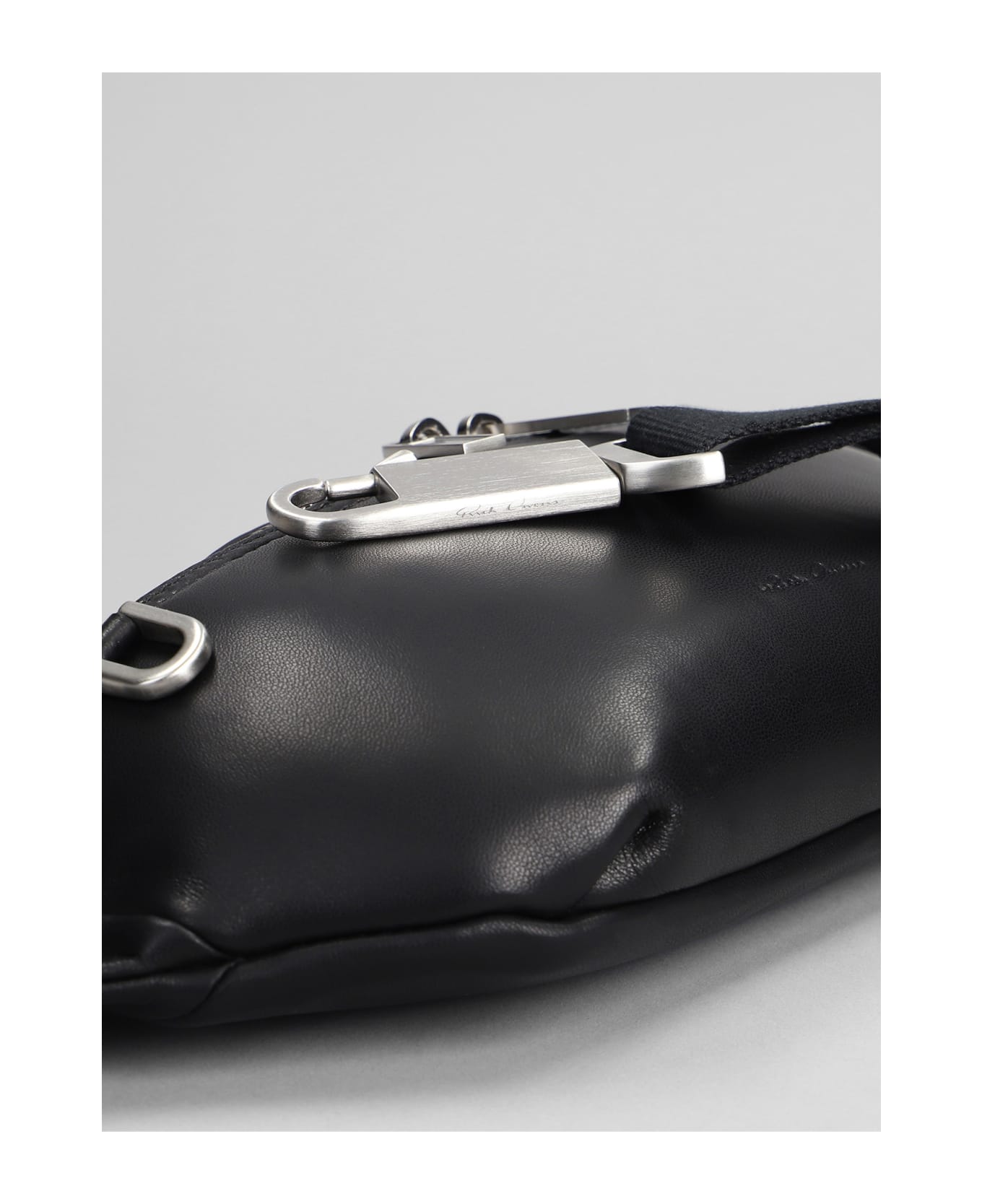 Rick Owens Geo Bumbag Waist Bag In Black Leather - black