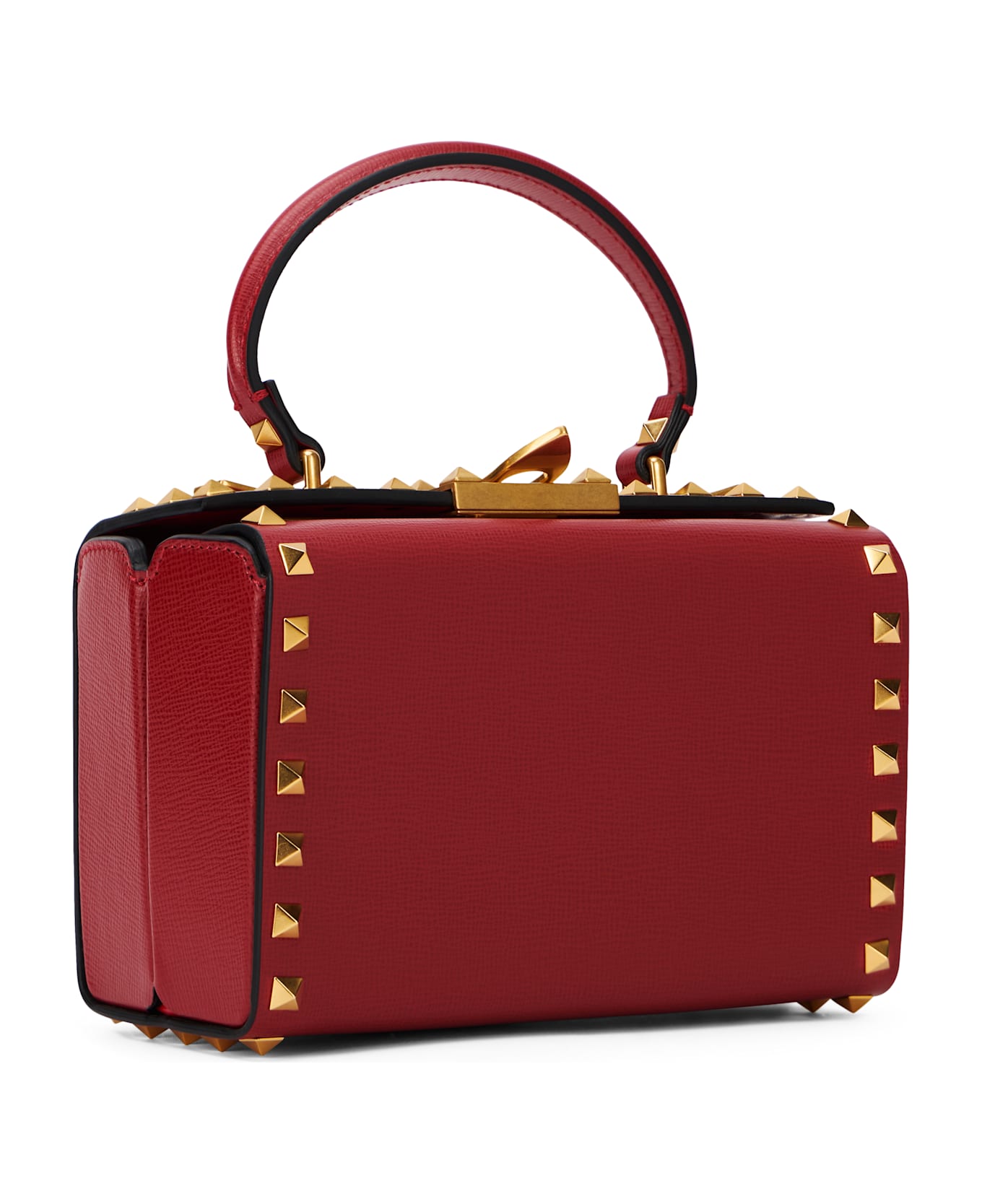 Valentino Garavani Bordeaux Leather Bag With Elegant Studs - Burgundy