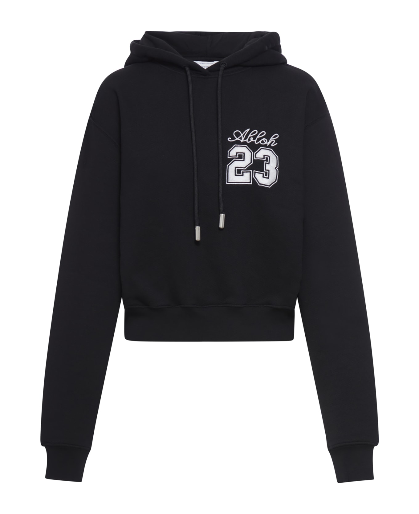 Off-White Ow 23 Embr Cropped Hoodie - Black White フリース