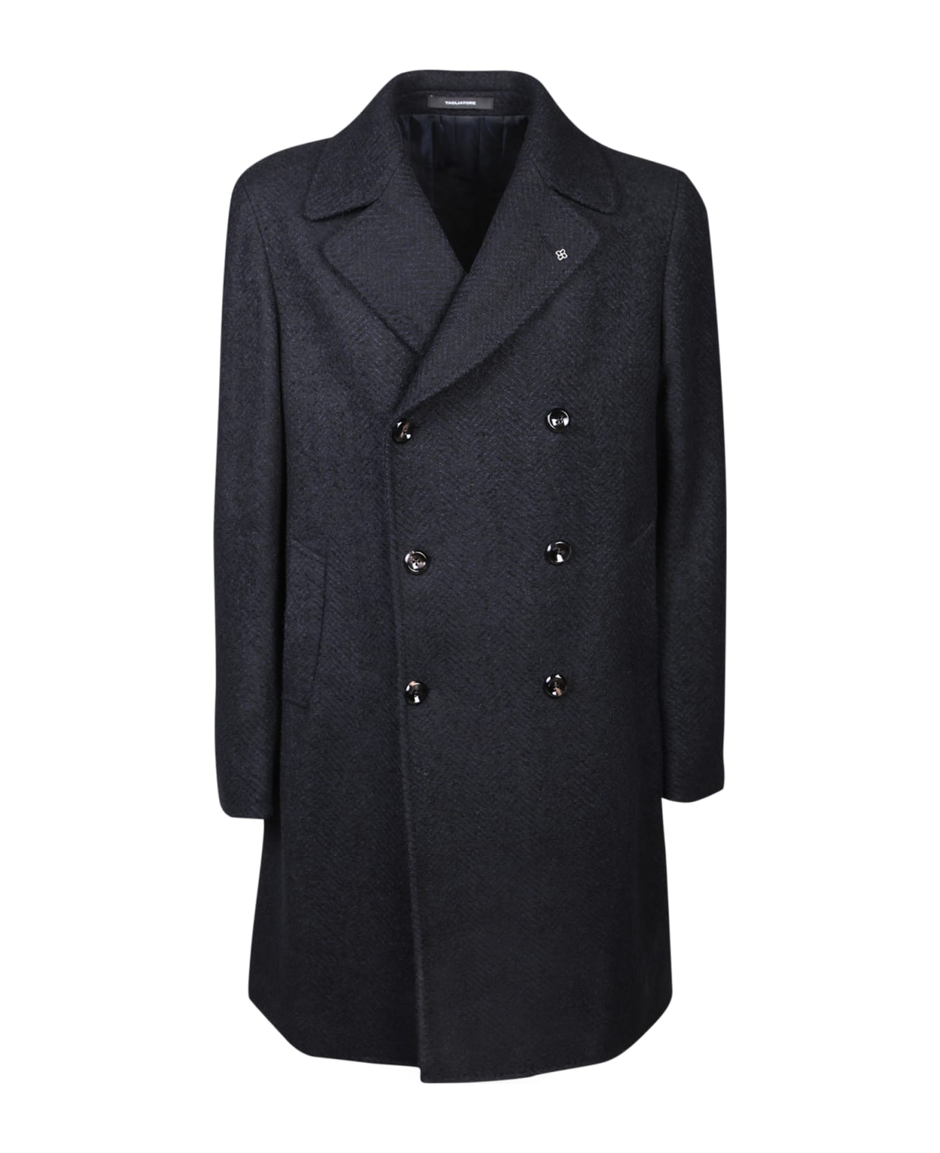 Tagliatore Chevron-knitted Double-breasted Coat - Black