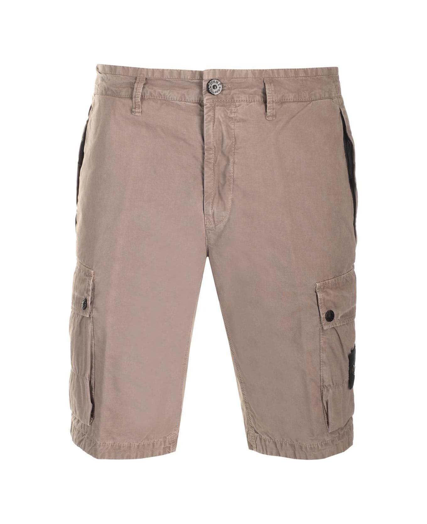 Stone Island Logo Patch Knee-high Shorts - Brown