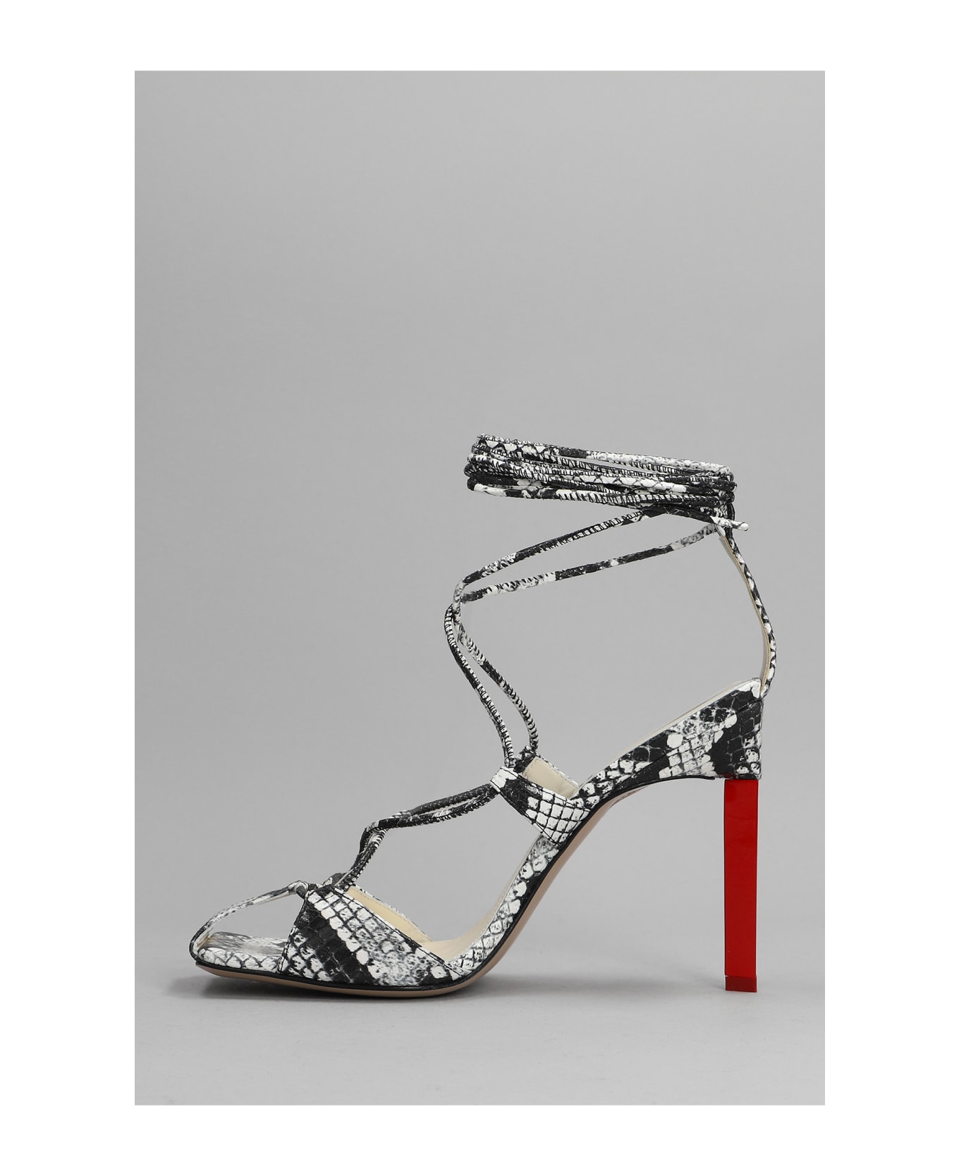 The Attico Black And White Python Leather Adele Sandals - Piton ハイヒール