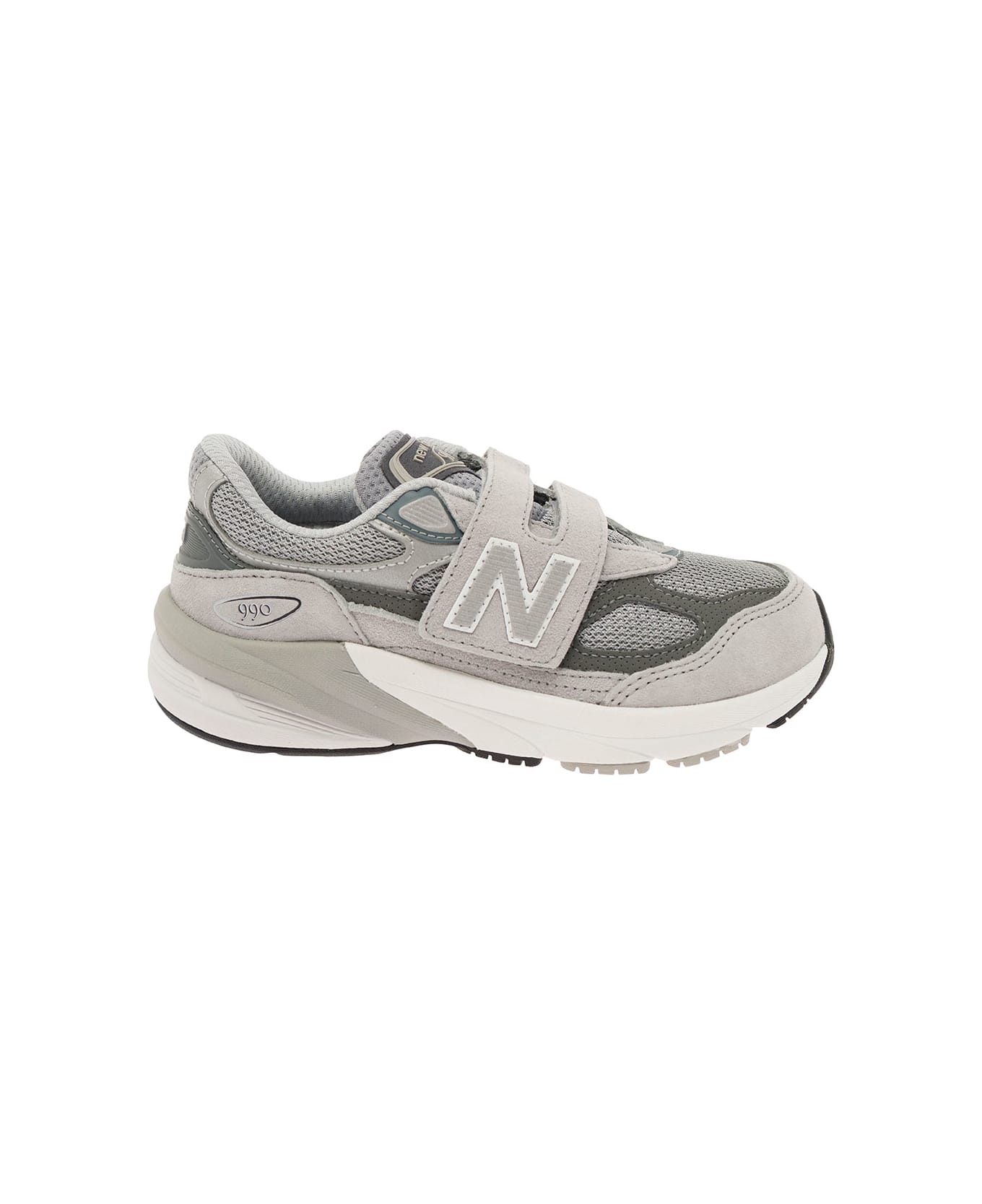 New Balance Grey Low Top Sneakers With Logo Detail In Leather And Fabric Boy - Grey