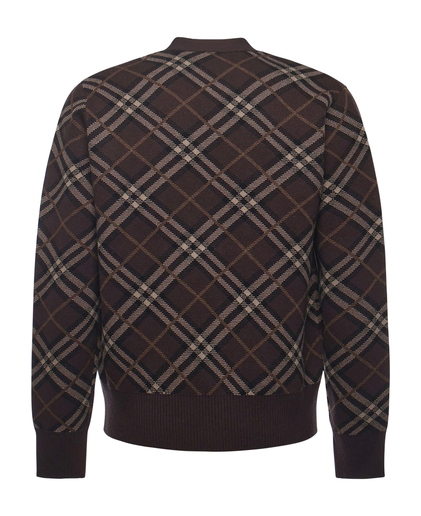 Burberry Check Wool And Cashmere Cardigan - TRUFFLE IP CHECK