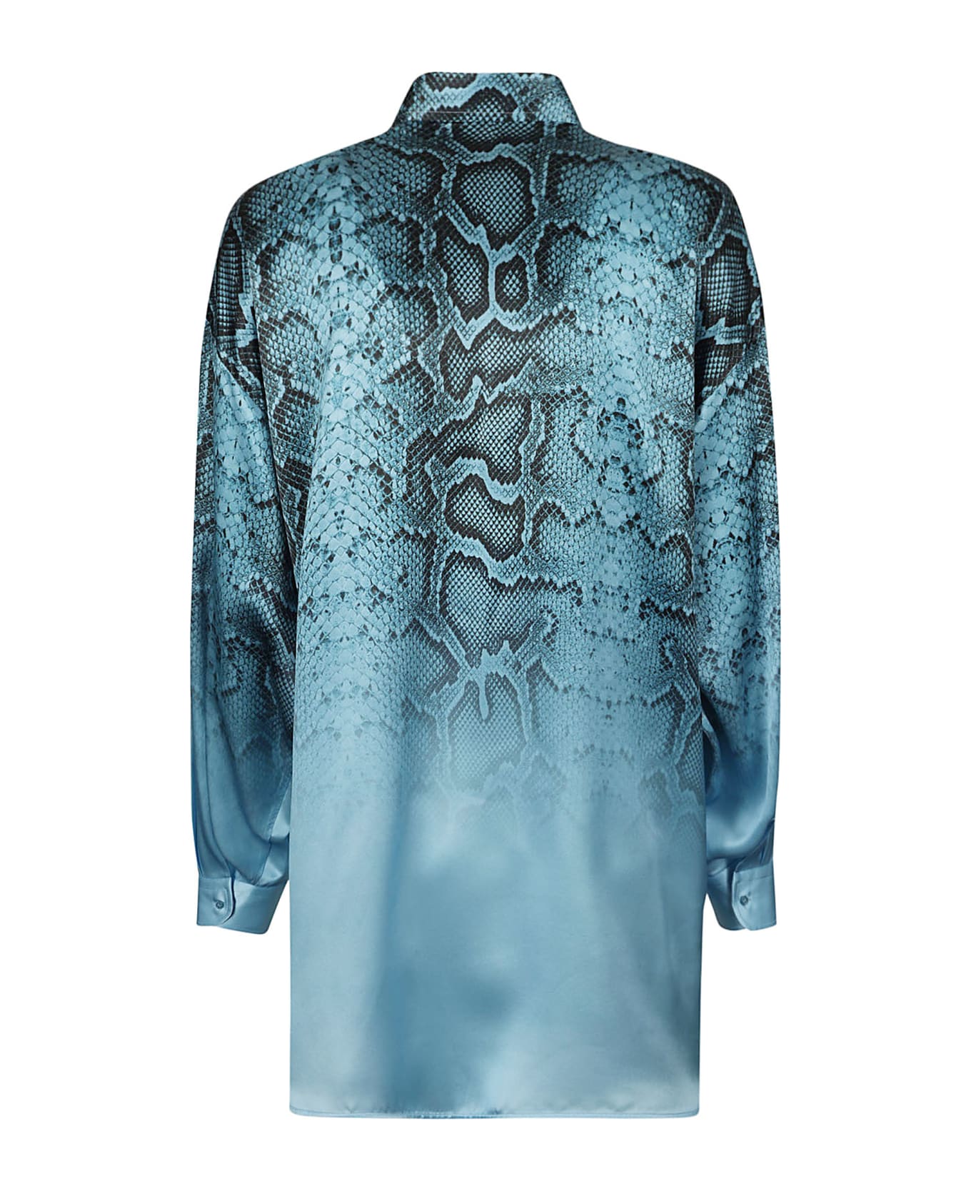 Ermanno Scervino Snake Print Short-sleeved Shirt - Azure/Black シャツ