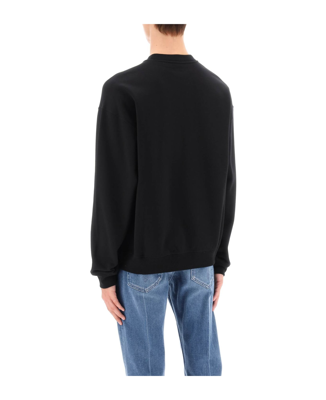 Versace Printed Cotton Crew-neck Sweatshirt - Black Print