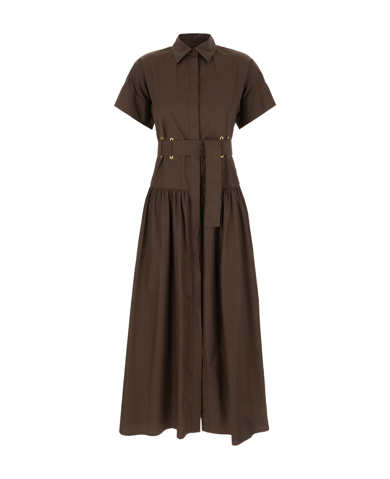 Max Mara Chocolate Poplin Shirt Dress - CAFFE`