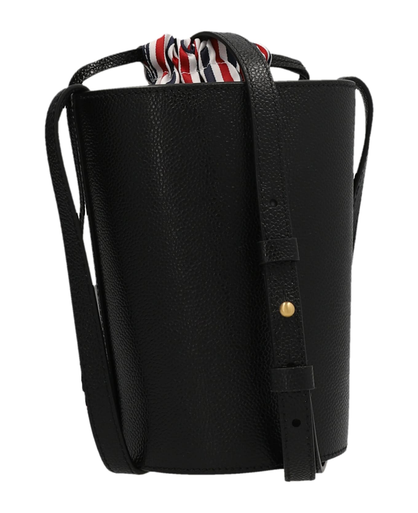 Thom Browne Stripe Lining Leather Bucket Bag - Black  