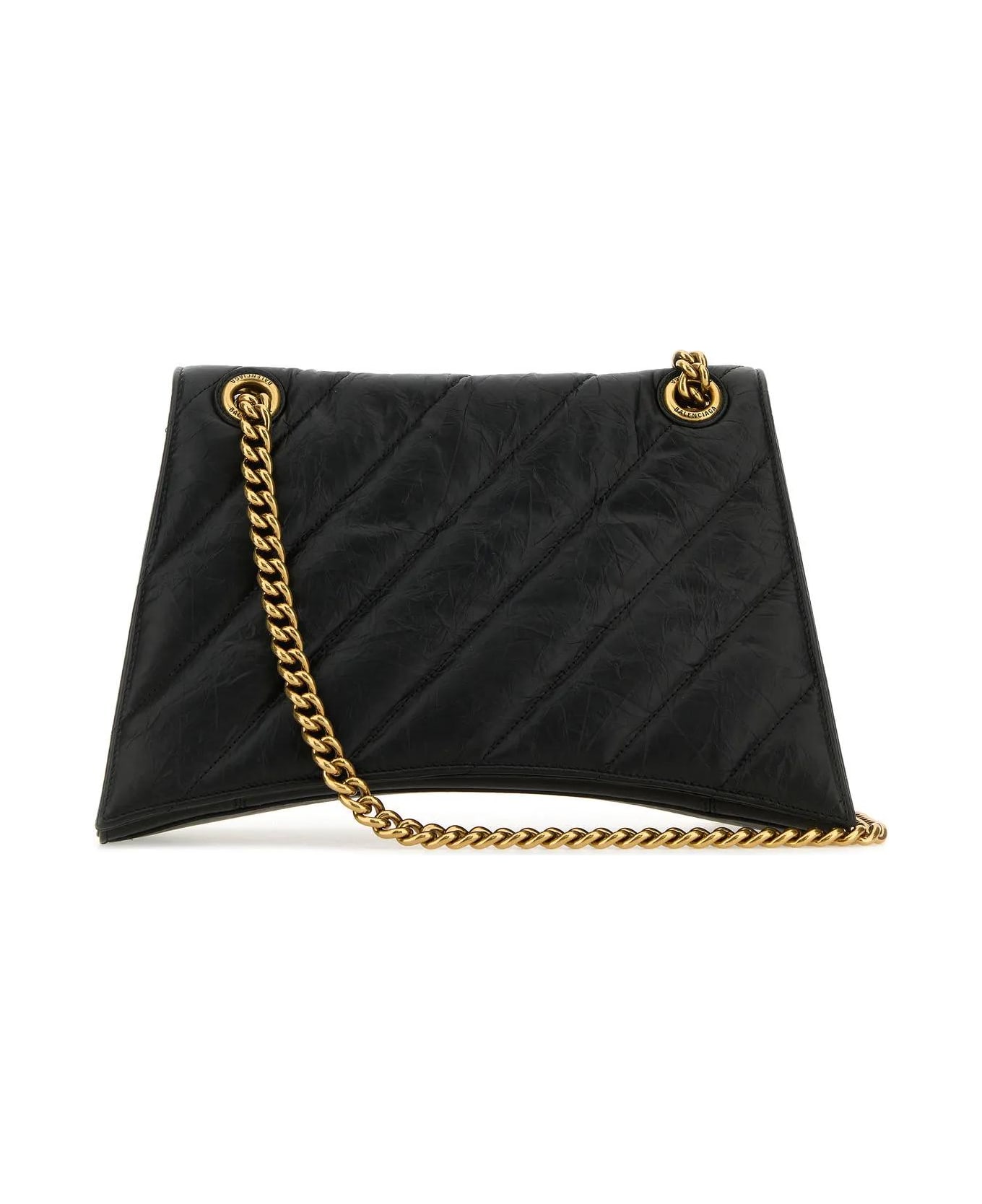 Balenciaga Black Leather Medium Crush Shoulder Bag - Black