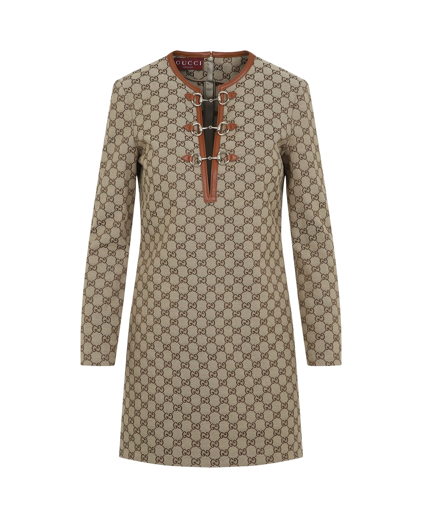 Gucci Gg Clamp Mini Dress - Camel Ebony
