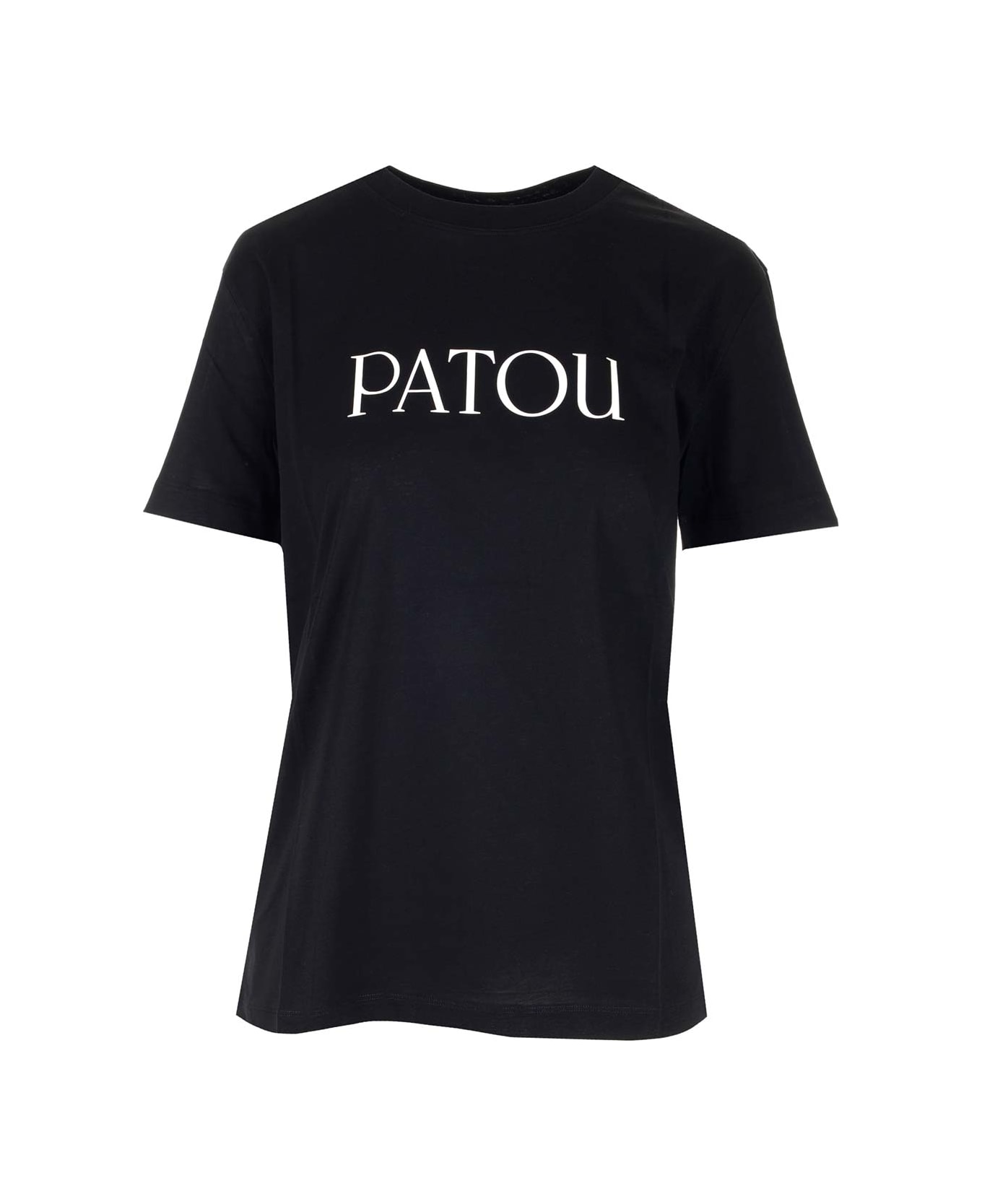 Patou Black T-shirt With White Logo - Nero Tシャツ