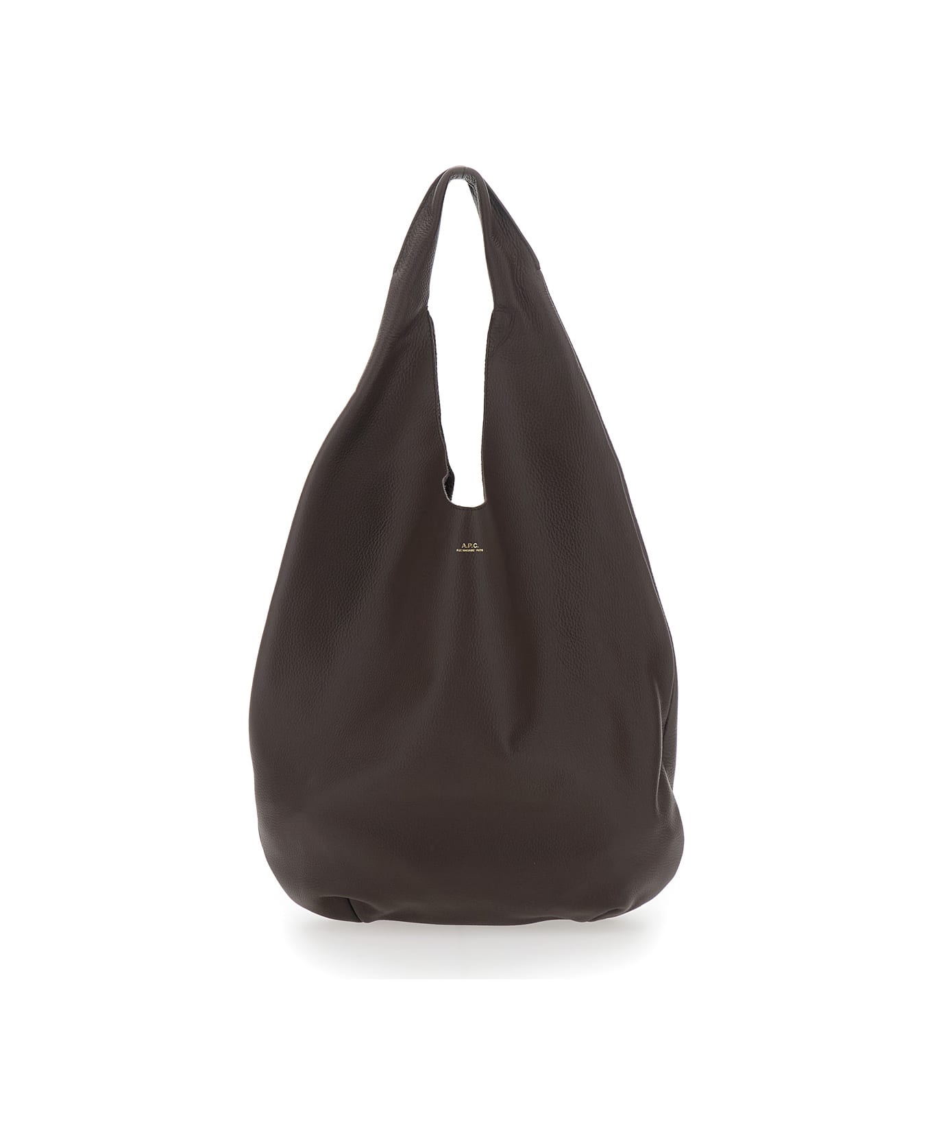 A.P.C. 'le Neige' Brown Shoulder Bag With Embossed Logo On The Front In Hammered Leather Woman - Brown