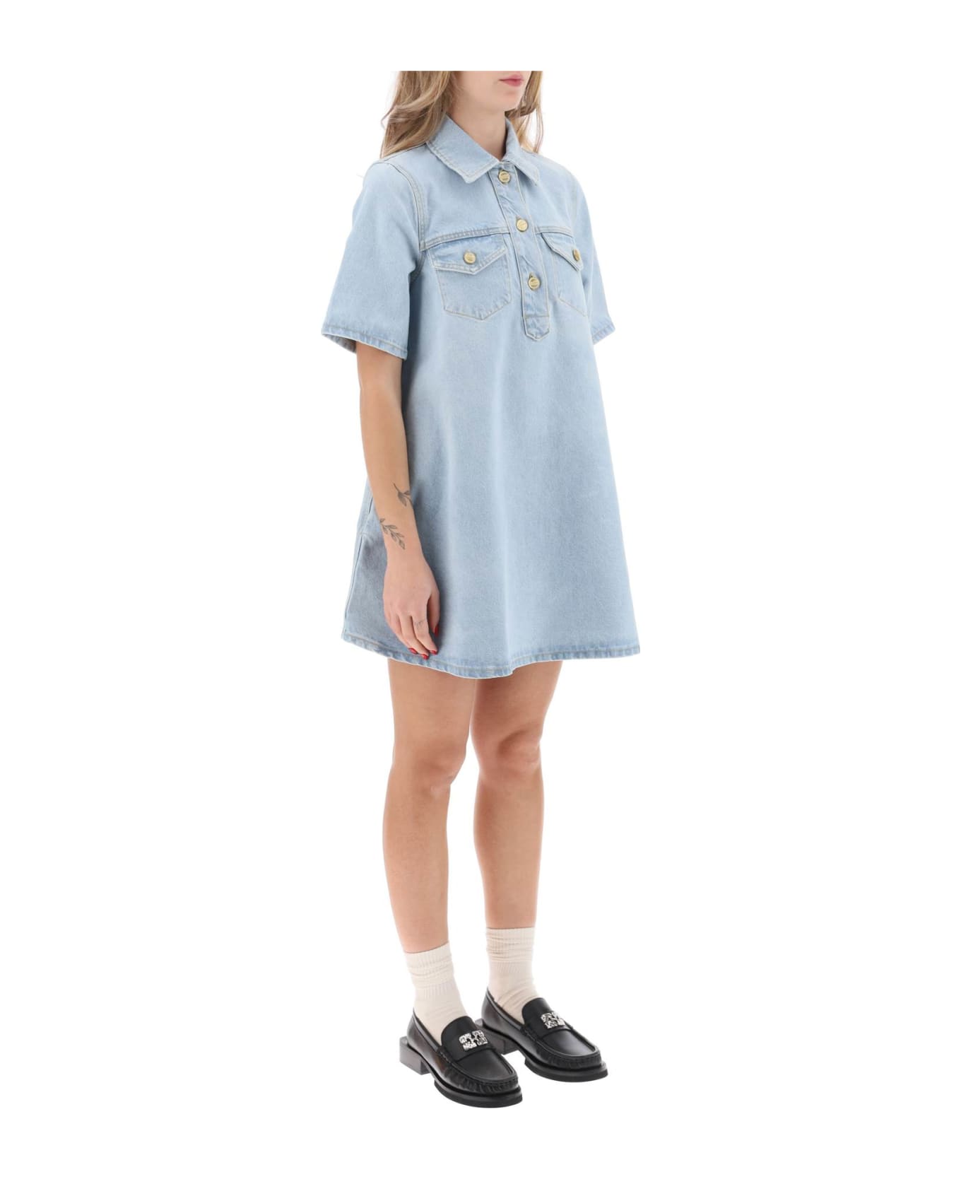 Ganni Denim Mini Dress - MID BLUE VINTAGE (Light blue)