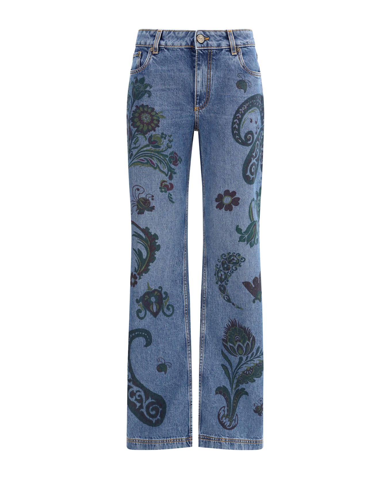 Etro Flower And Bee Print Flare Jeans