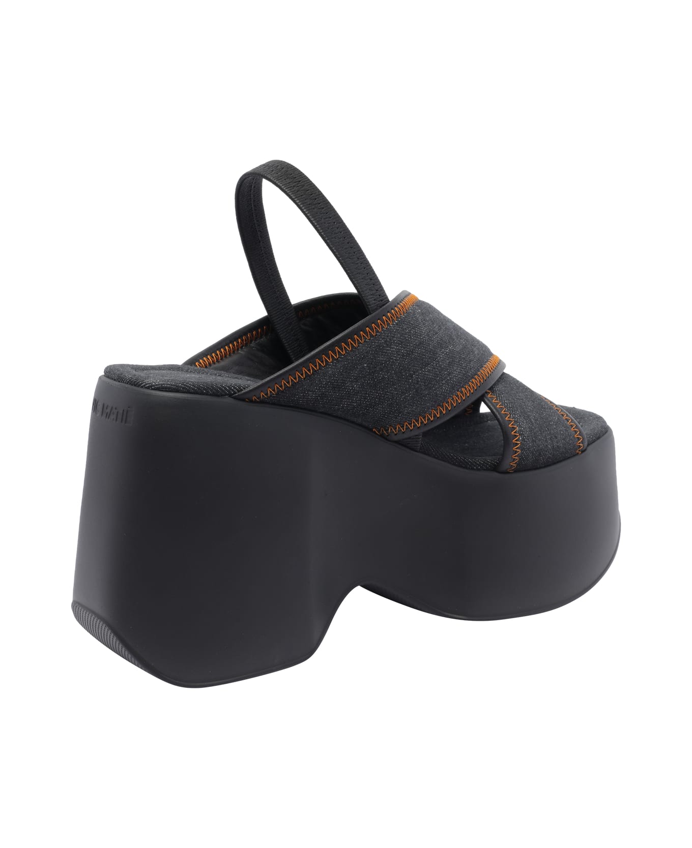 Vic Matié Denim Plateau Sandals - Black