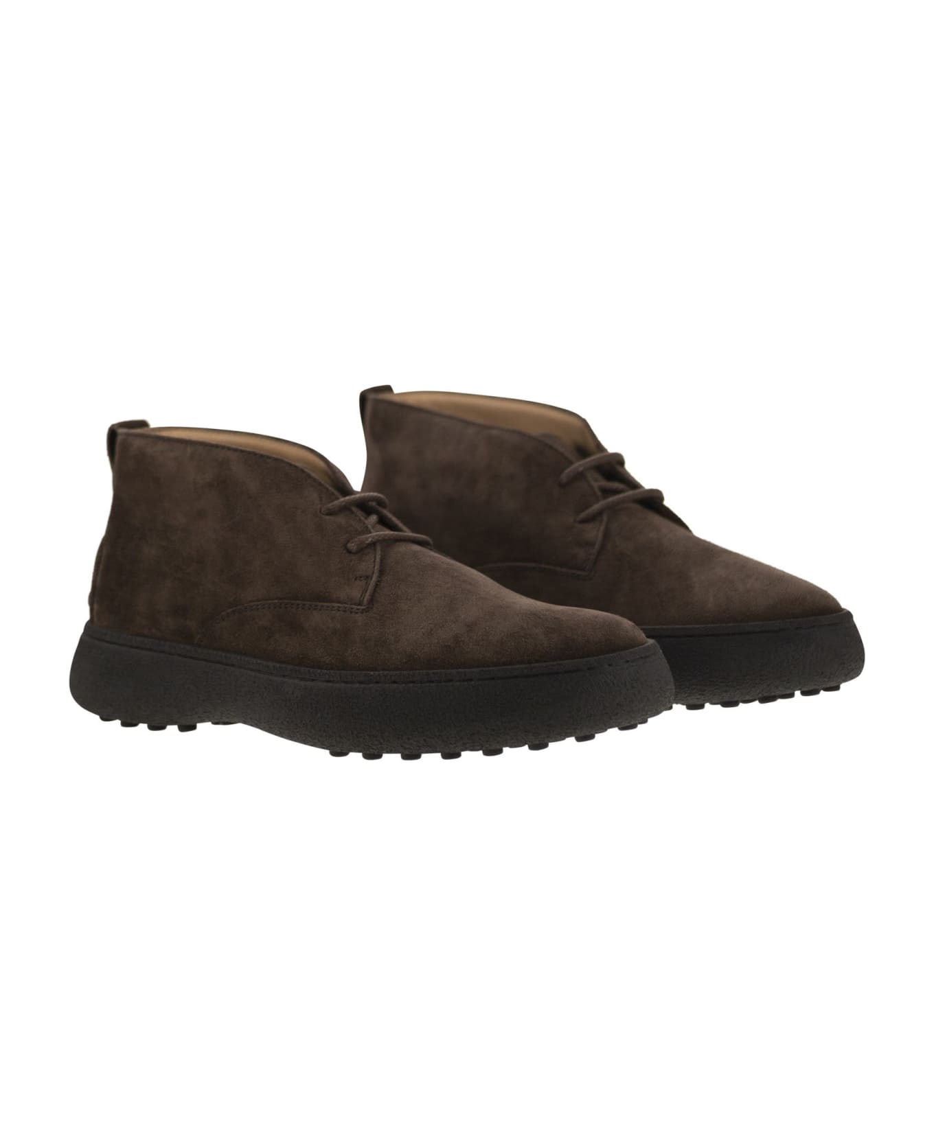 Tod's Suede Leather Ankle Boots - Dark Brown