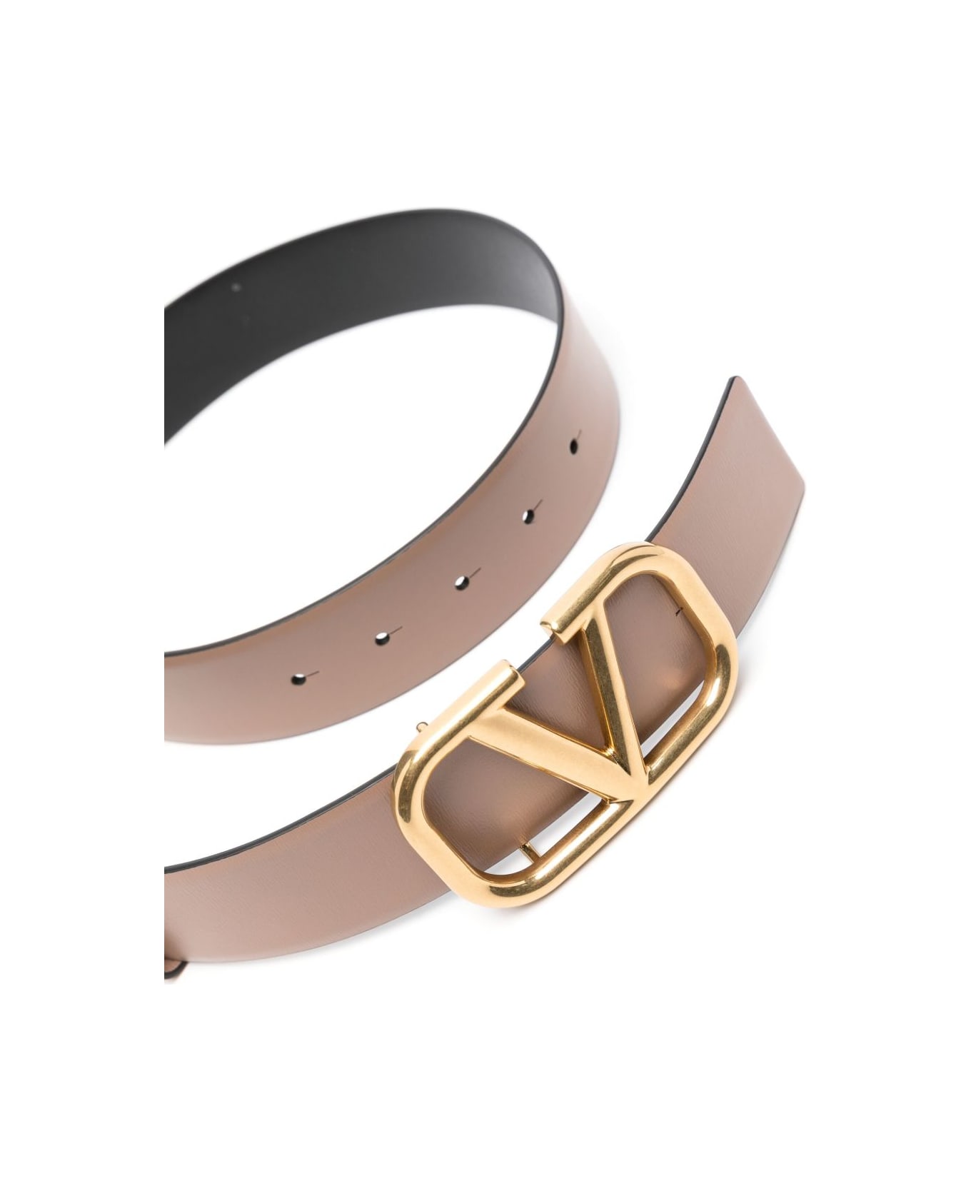 Valentino Garavani Leather Reversible Vlogo Belt - Powder