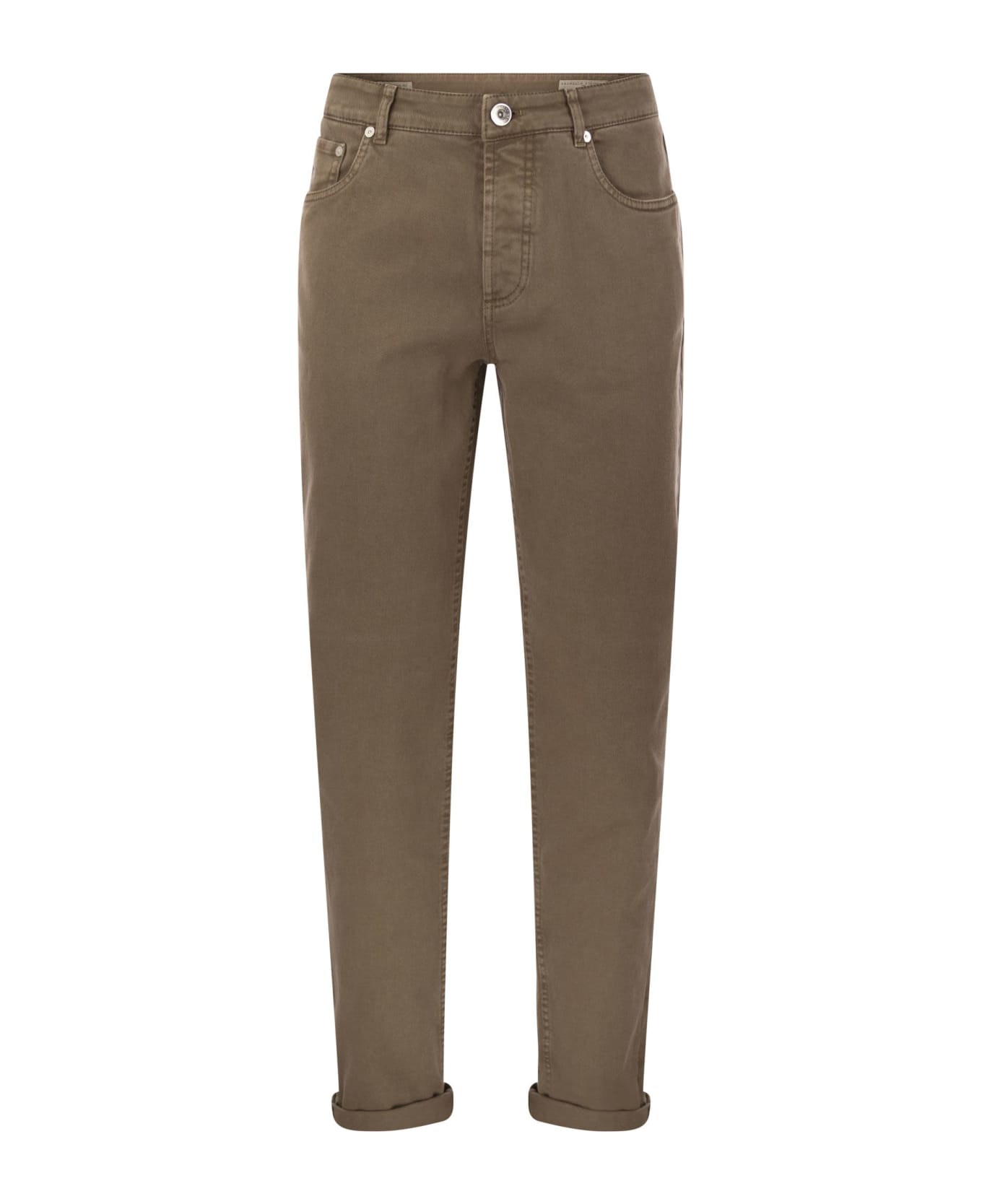 Brunello Cucinelli Five-pocket Traditional Fit Trousers In Light Comfort-dyed Denim - Brown